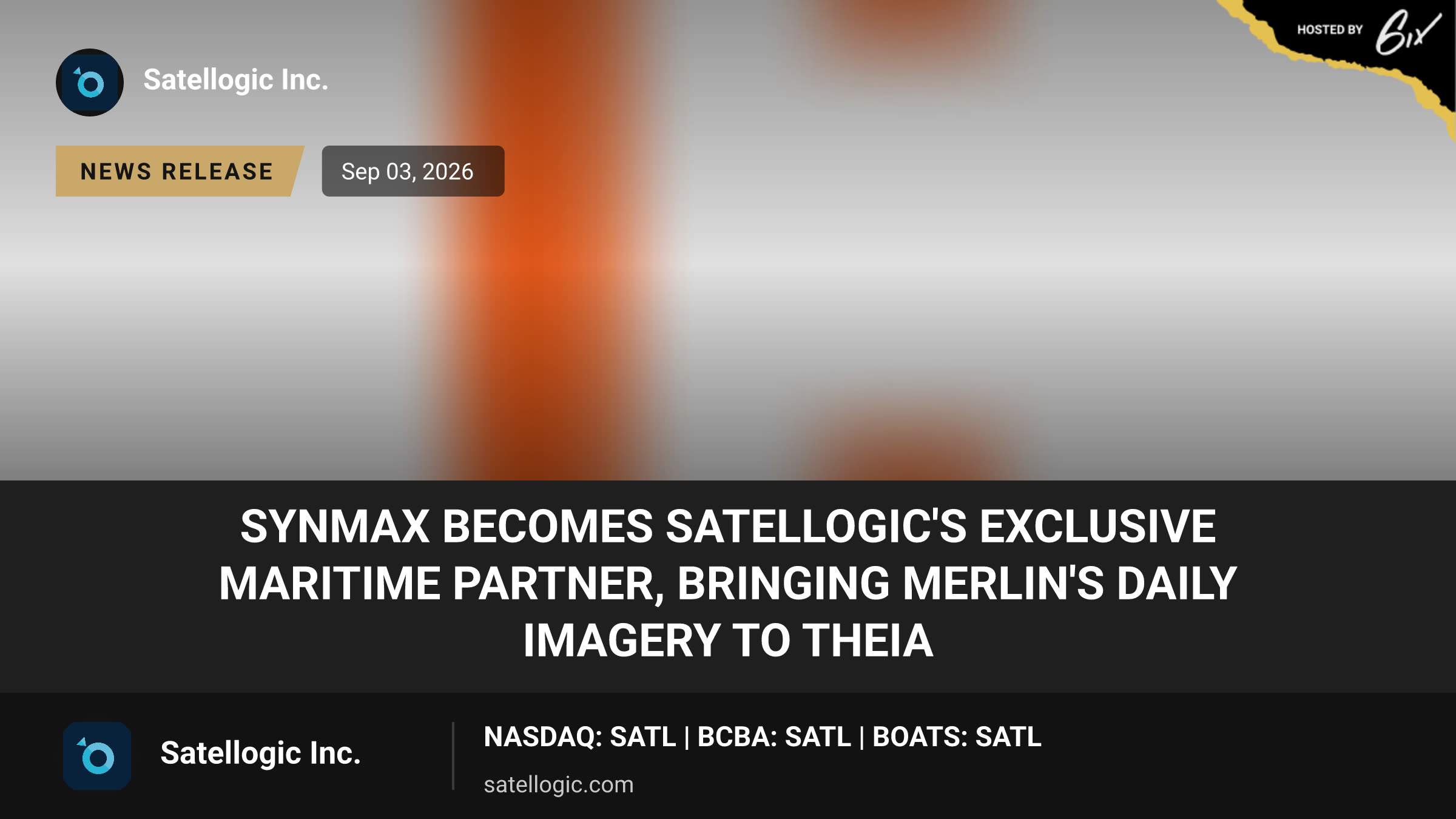 SynMax Becomes Satellogic's Exclusive Maritime Partner, Bringing Merlin's Daily Imagery to Theia