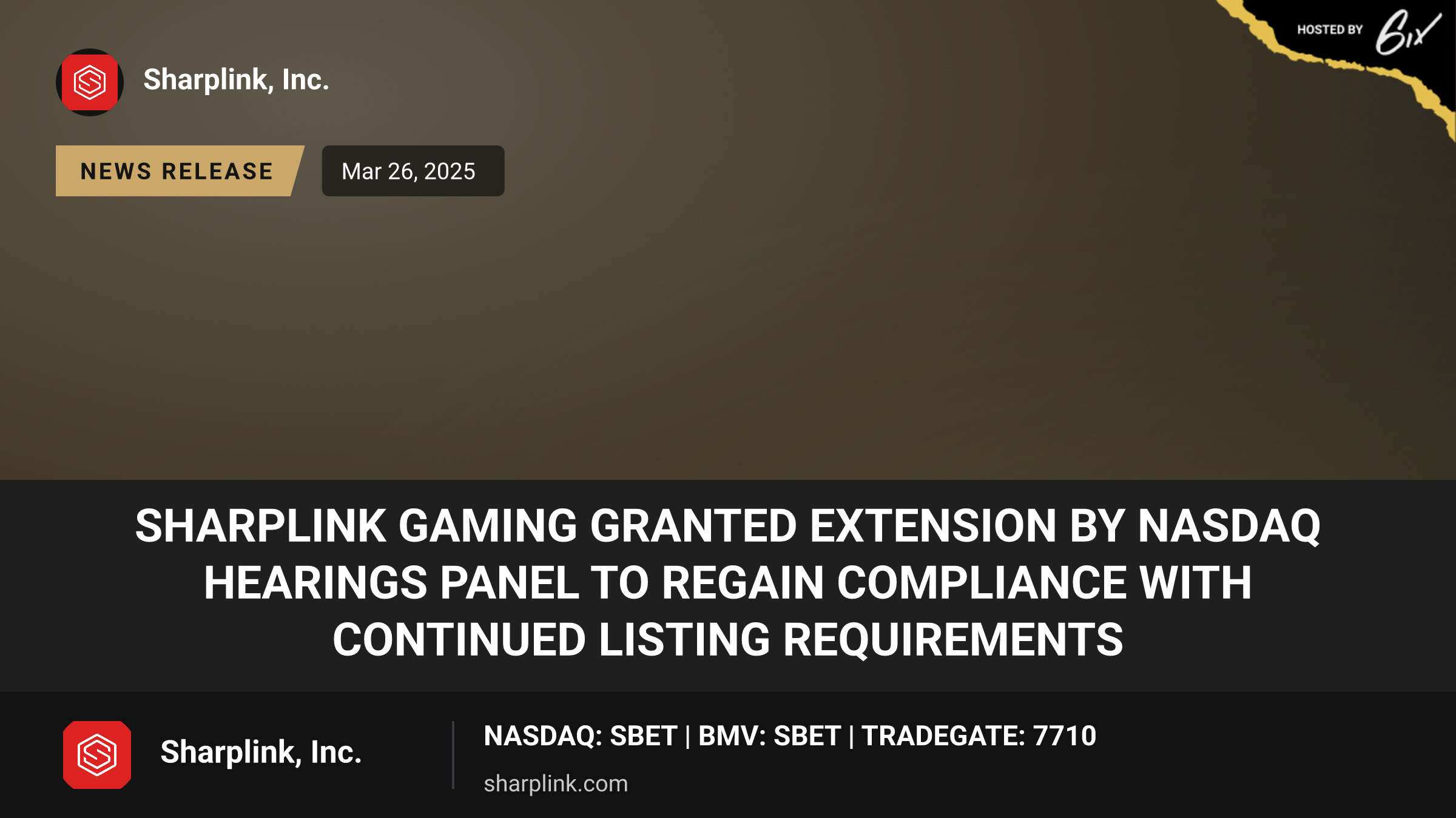 SharpLink Gaming Granted Extension by Nasdaq Hearings Panel to Regain Compliance with Continued Listing Requirements