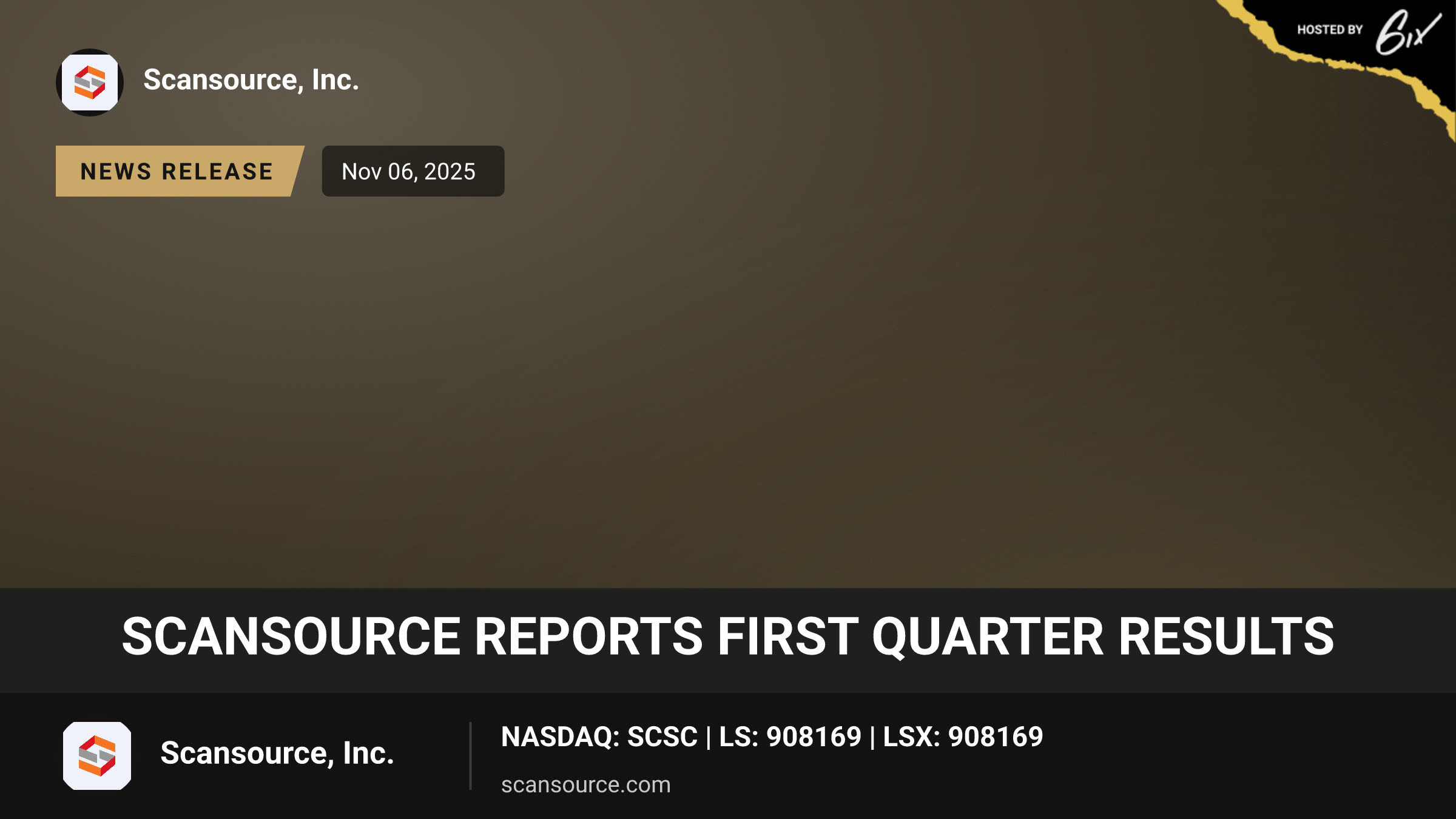 ScanSource Reports First Quarter Results