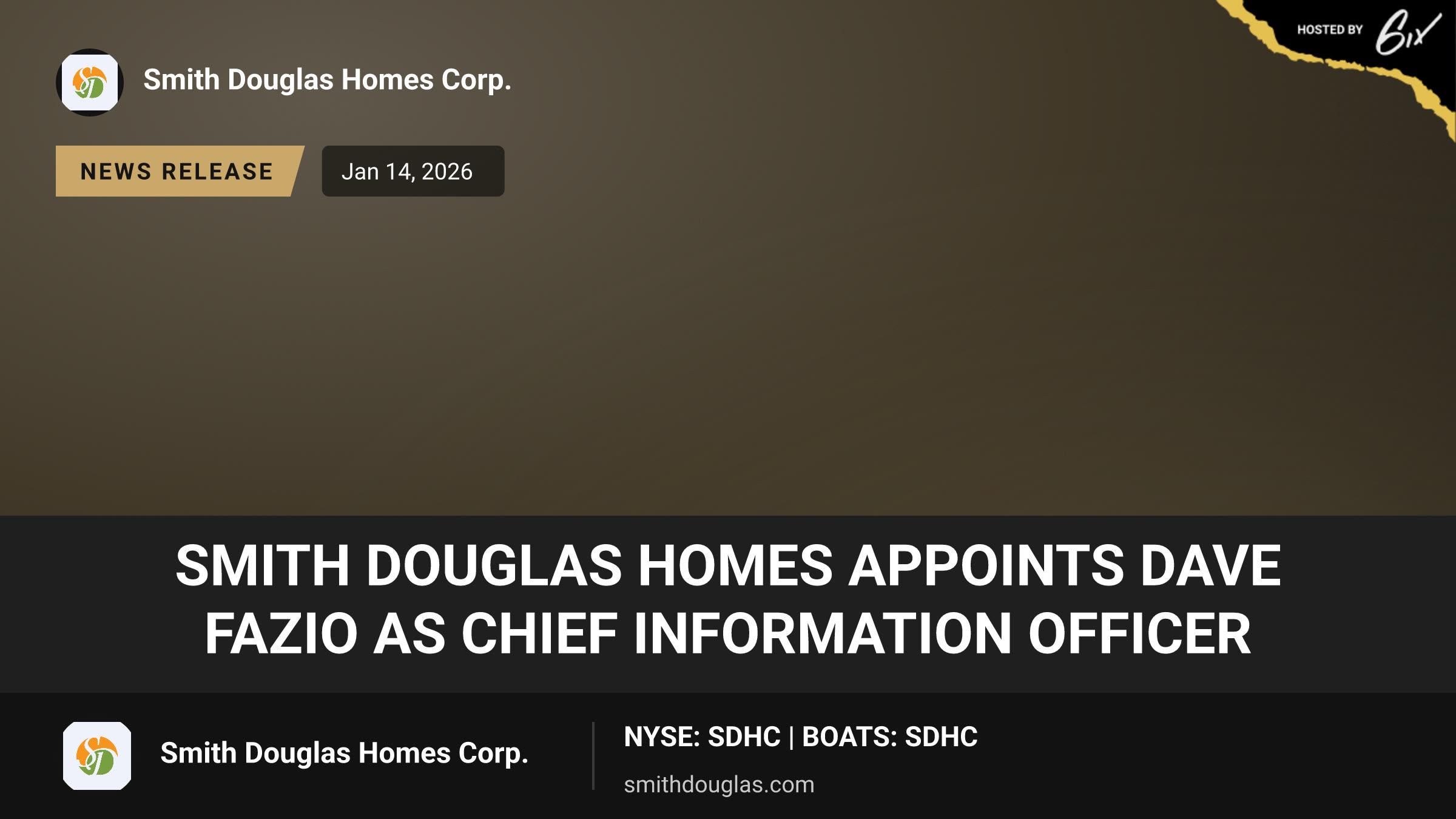 Smith Douglas Homes Appoints Dave Fazio as Chief Information Officer