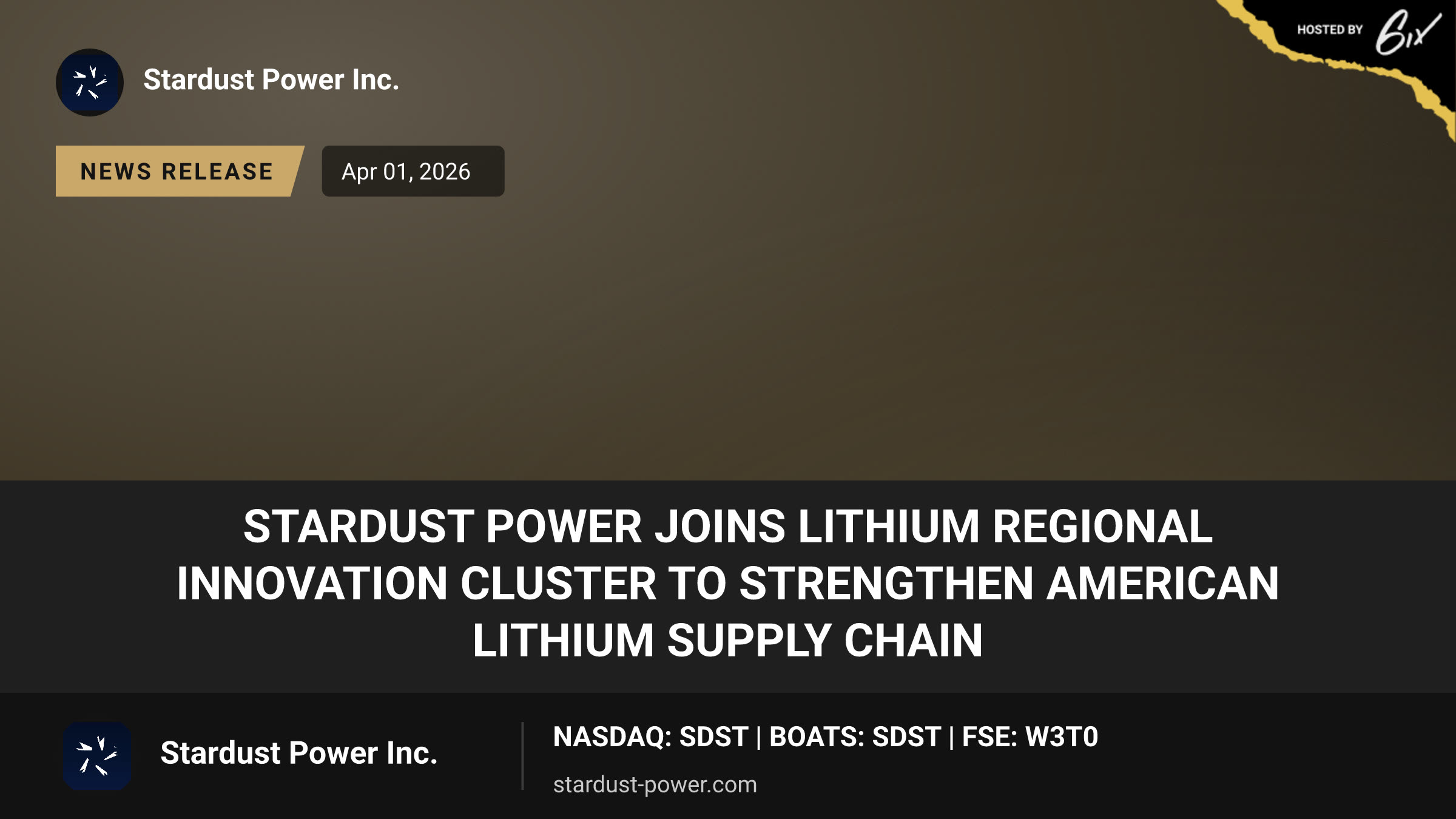 Stardust Power Joins Lithium Regional Innovation Cluster to Strengthen American Lithium Supply Chain