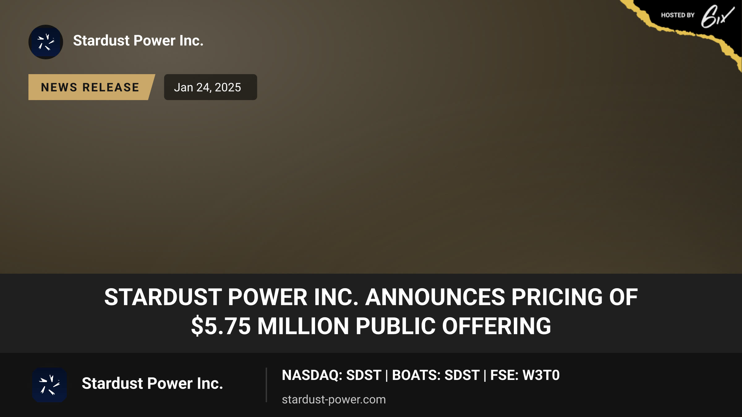 Stardust Power Inc. Announces Pricing of $5.75 Million Public Offering
