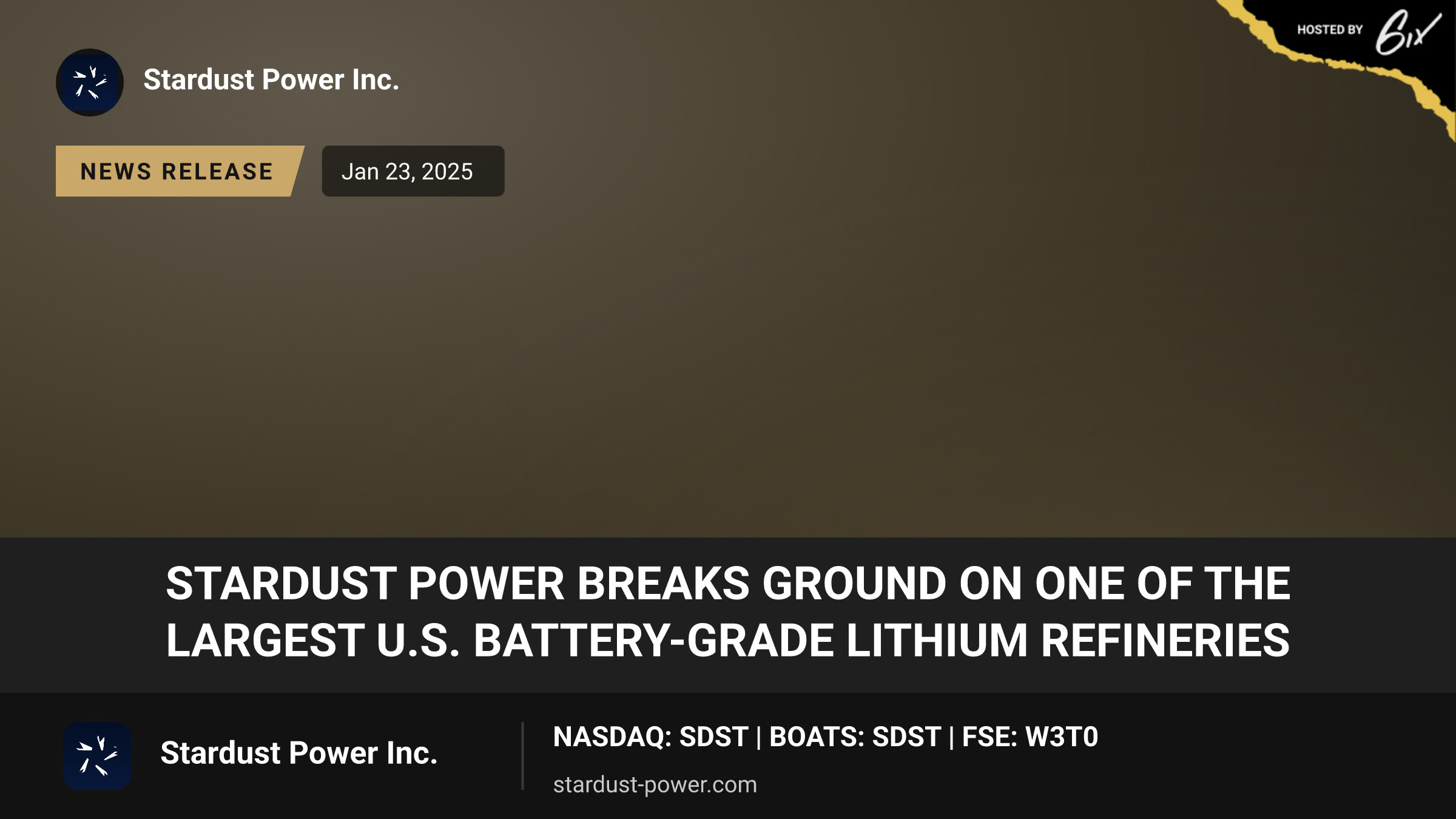 Stardust Power Breaks Ground on One of The Largest U.S. Battery-Grade Lithium Refineries