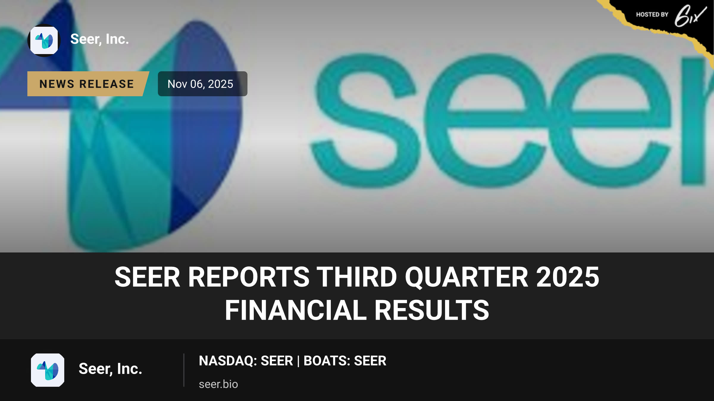 Seer Reports Third Quarter 2025 Financial Results