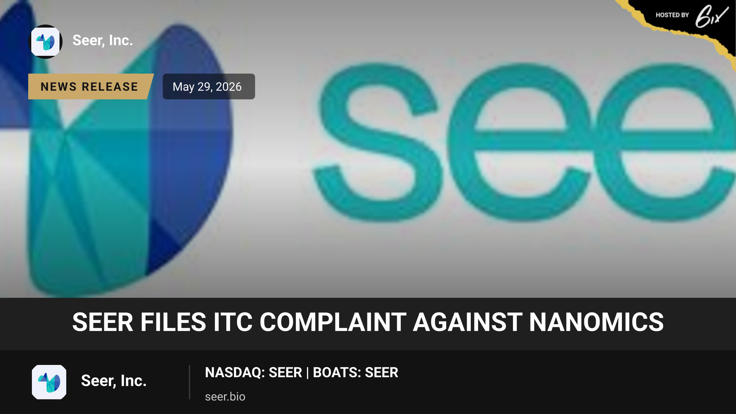 Seer Files ITC Complaint Against Nanomics