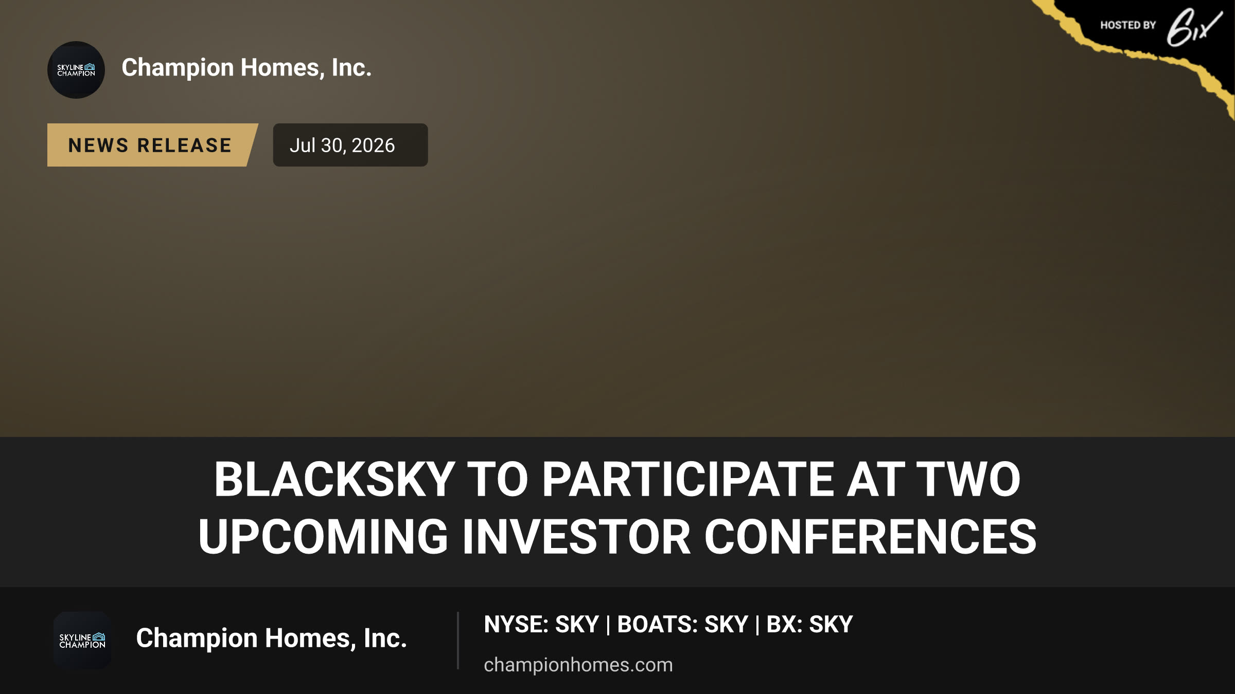 BlackSky to Participate at Two Upcoming Investor Conferences