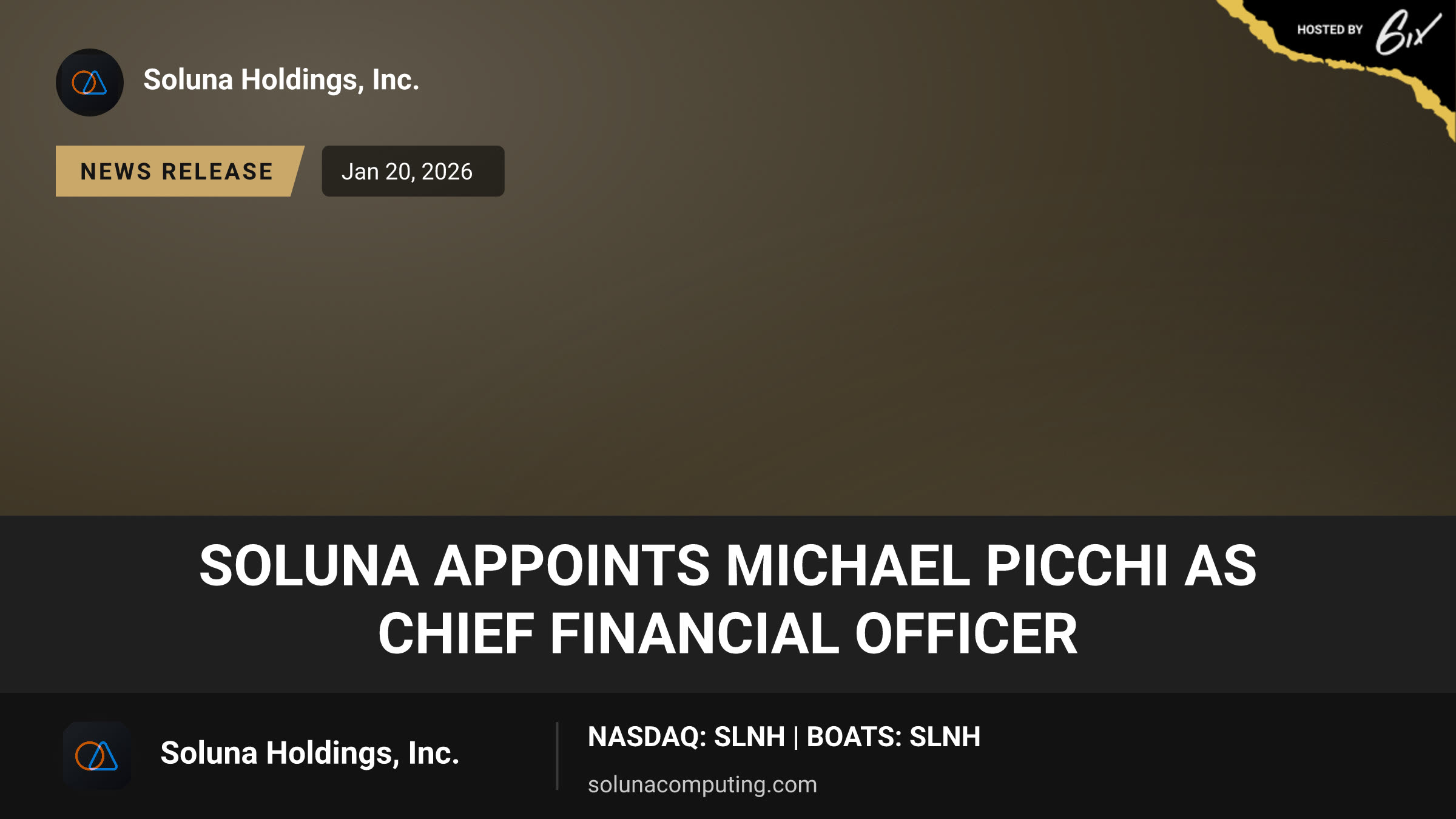 Soluna Appoints Michael Picchi as Chief Financial Officer