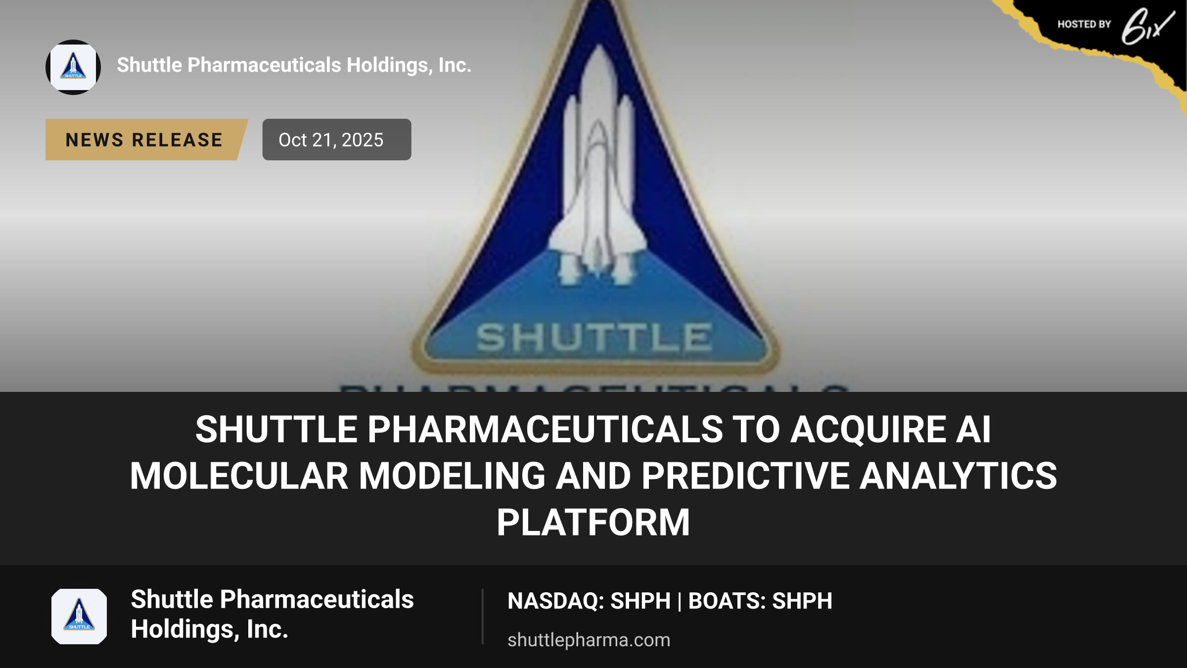 Shuttle Pharmaceuticals to Acquire AI Molecular Modeling and Predictive Analytics Platform