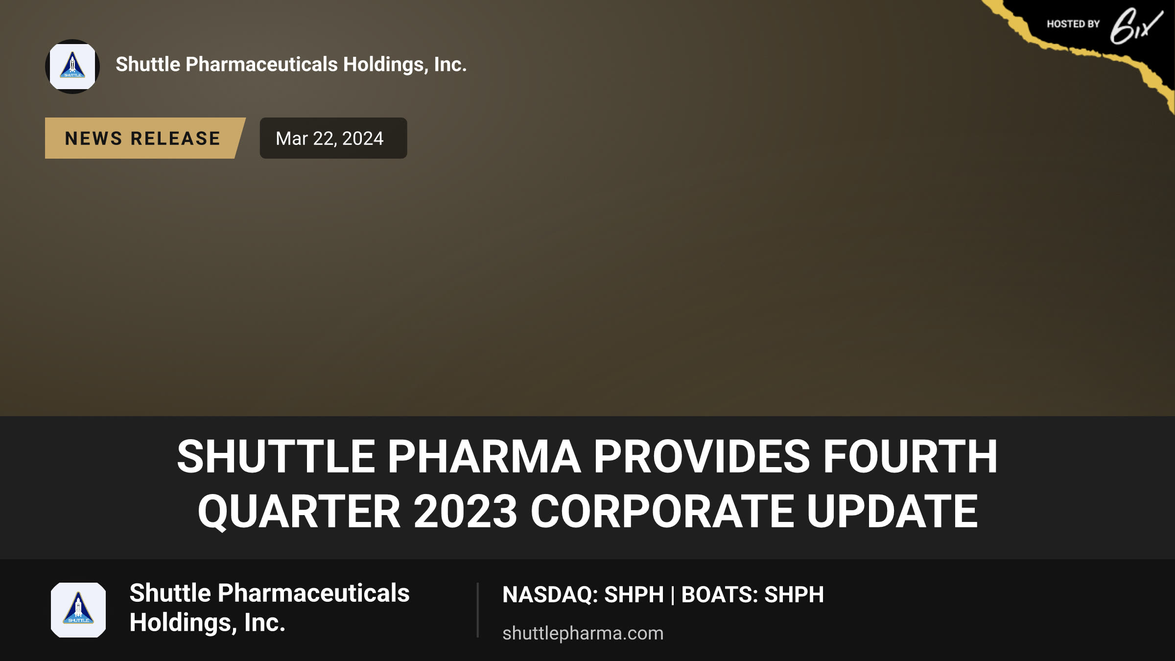 Shuttle Pharma Provides Fourth Quarter 2023 Corporate Update