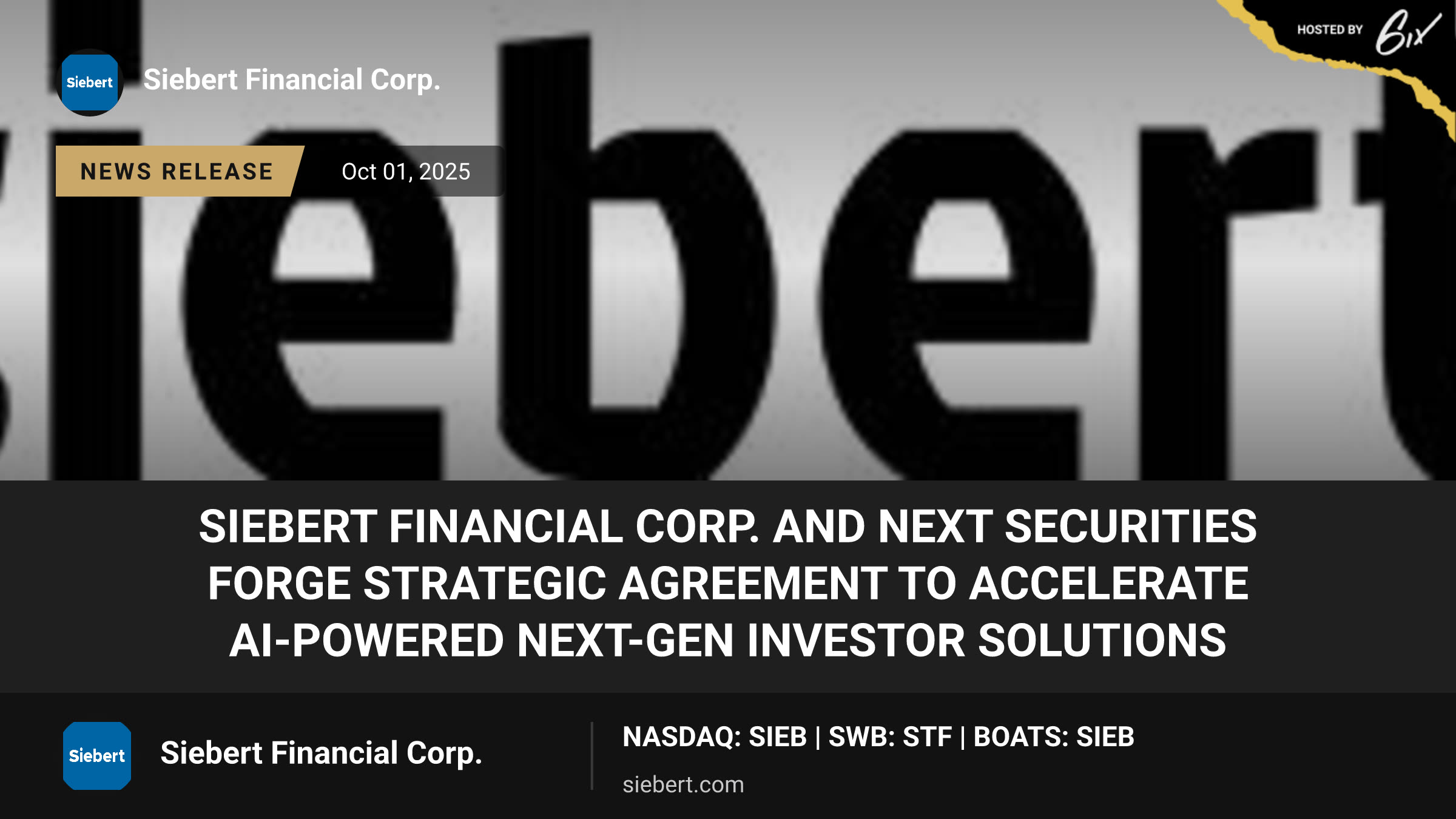 Siebert Financial Corp. and Next Securities forge Strategic Agreement to accelerate AI-powered Next-Gen Investor Solutions
