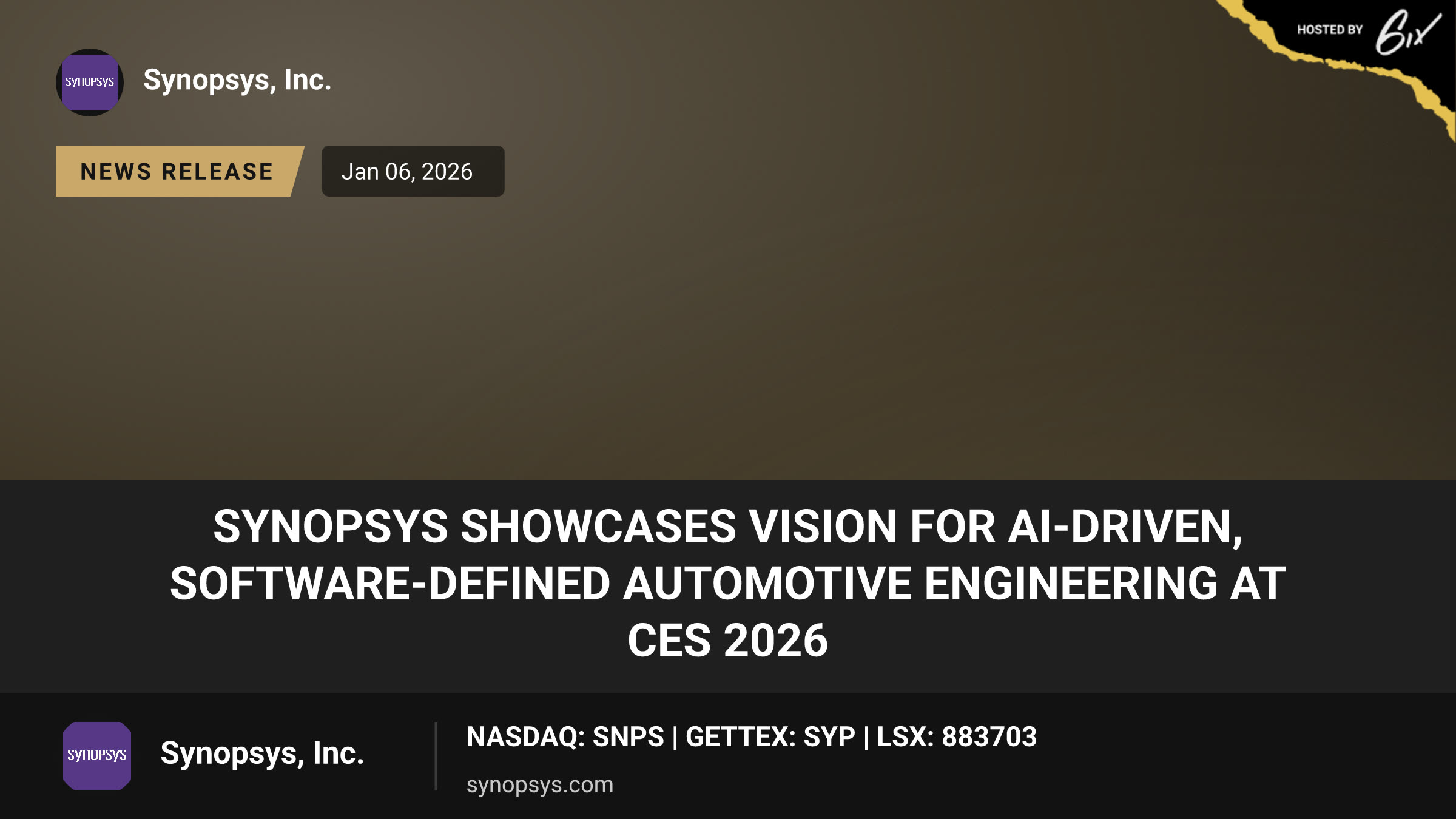 Synopsys Showcases Vision For AI-Driven, Software-Defined Automotive Engineering at CES 2026
