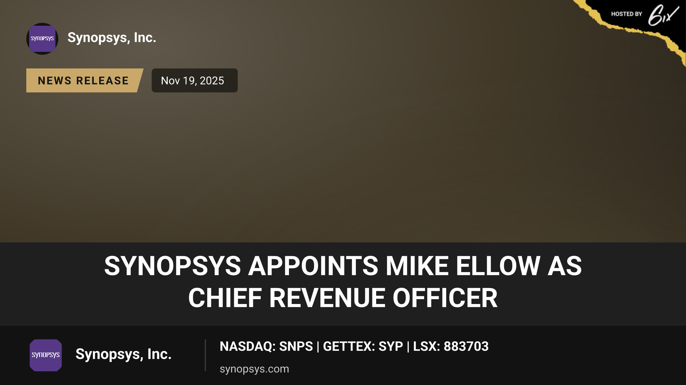 Synopsys Appoints Mike Ellow as Chief Revenue Officer