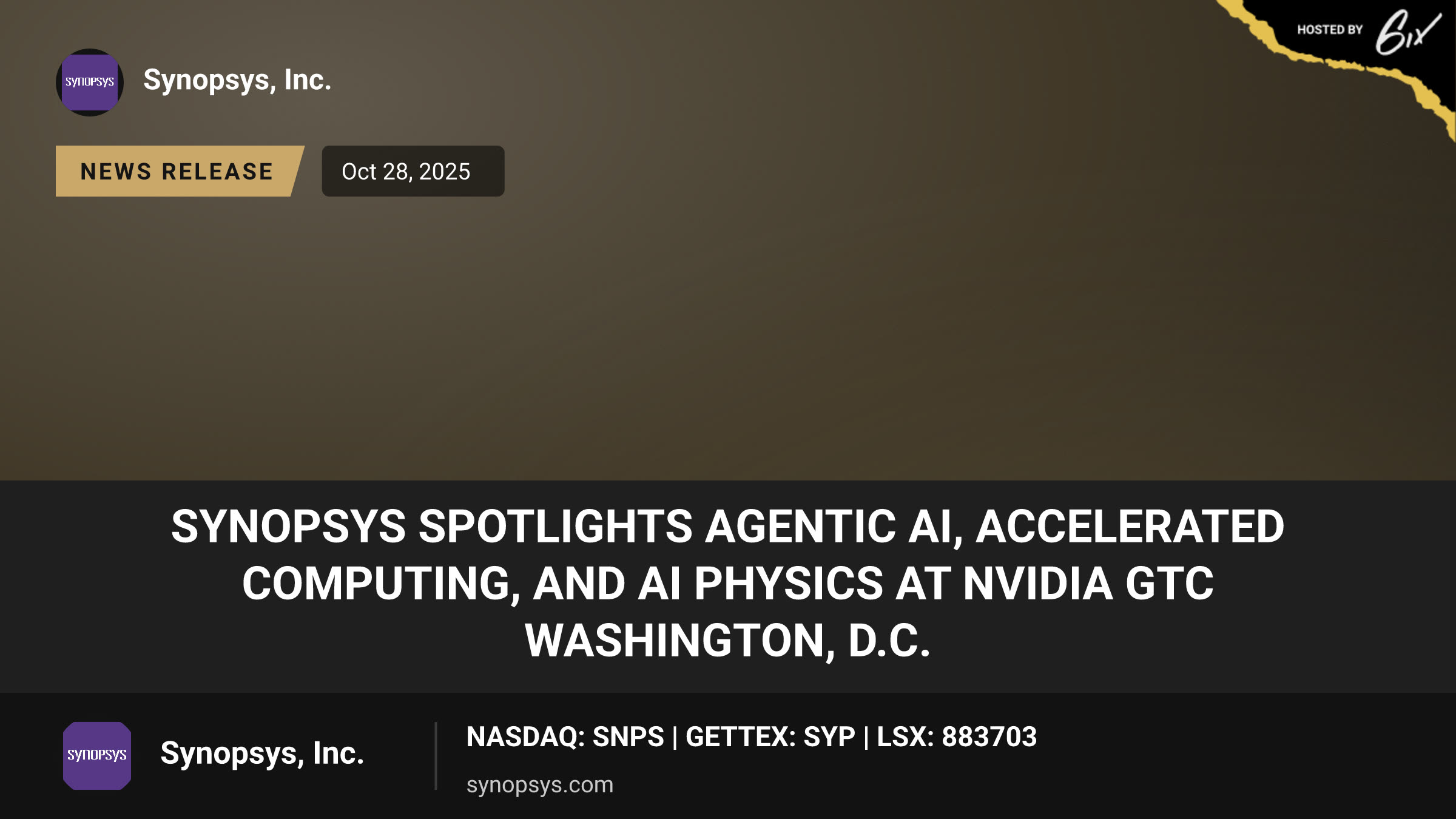 Synopsys Spotlights Agentic AI, Accelerated Computing, and AI Physics at NVIDIA GTC Washington, D.C.
