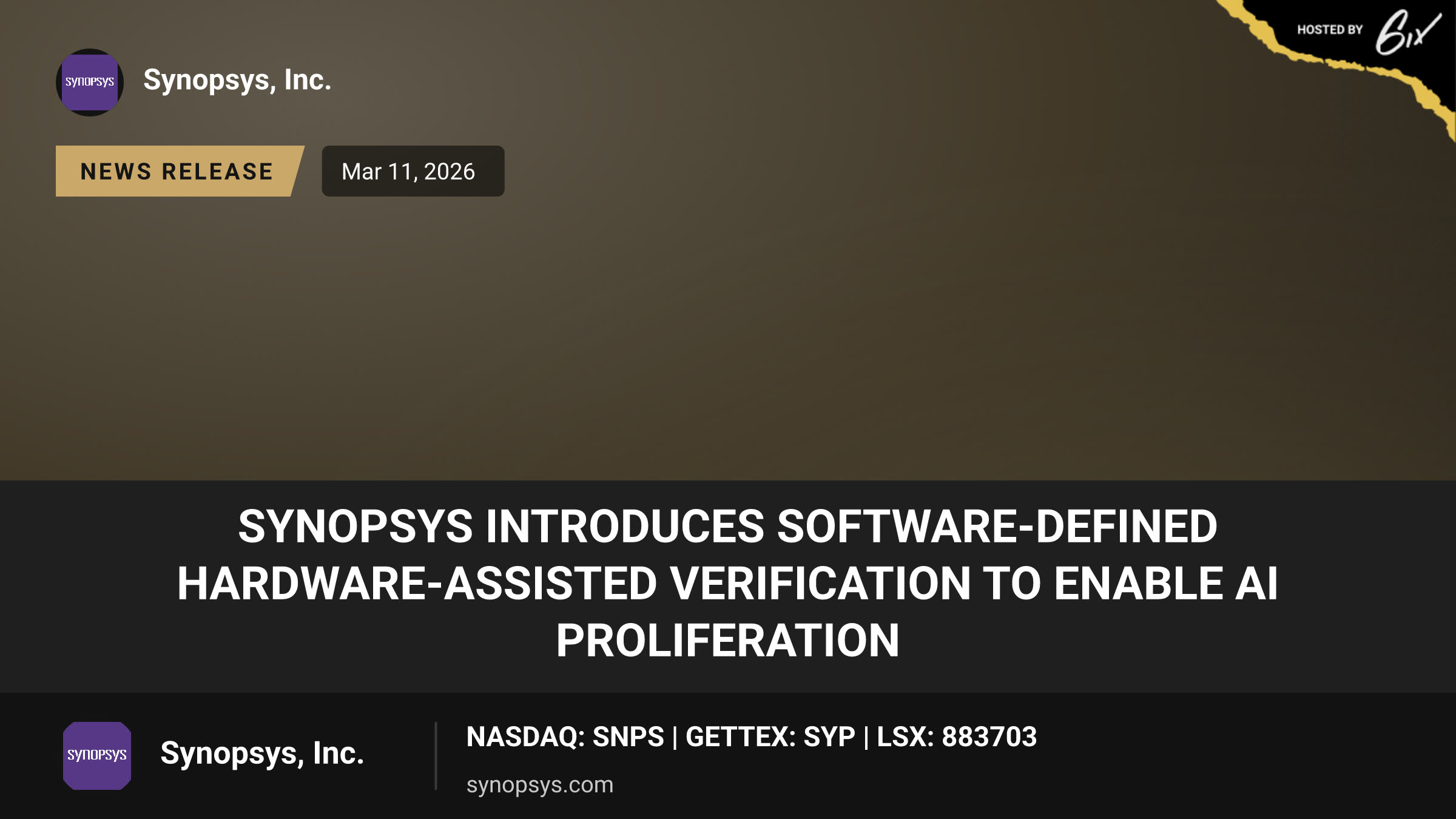 Synopsys Introduces Software-Defined Hardware-Assisted Verification to Enable AI Proliferation