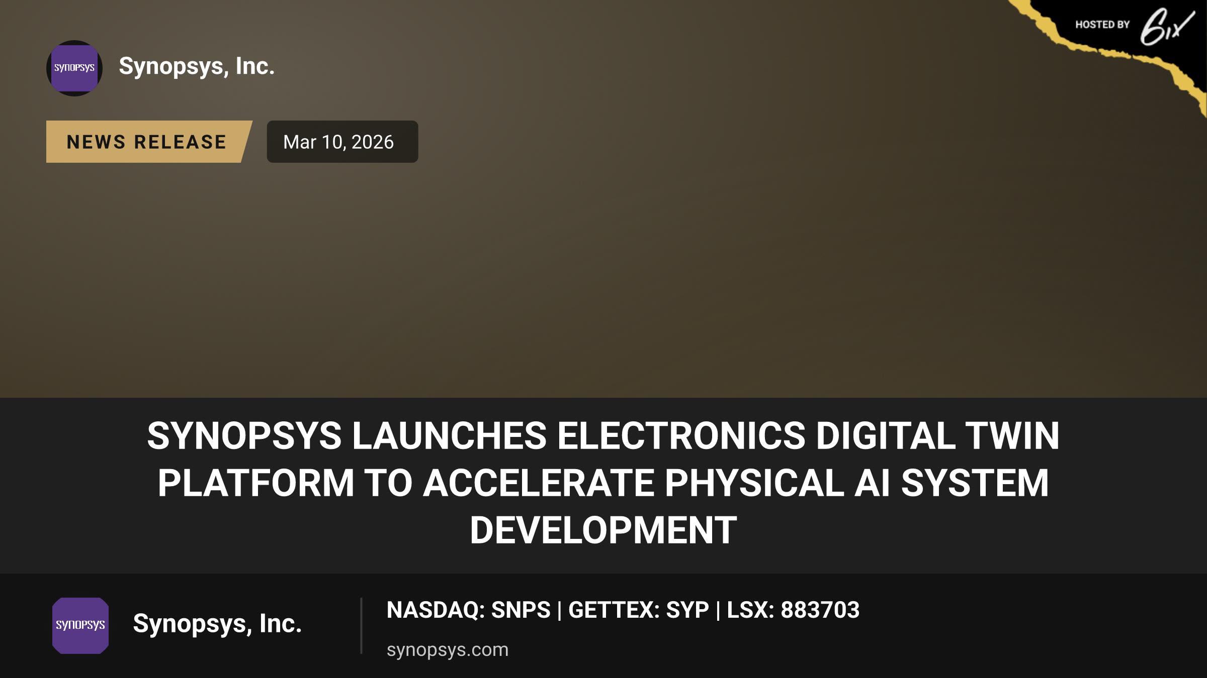 Synopsys Launches Electronics Digital Twin Platform to Accelerate Physical AI System Development