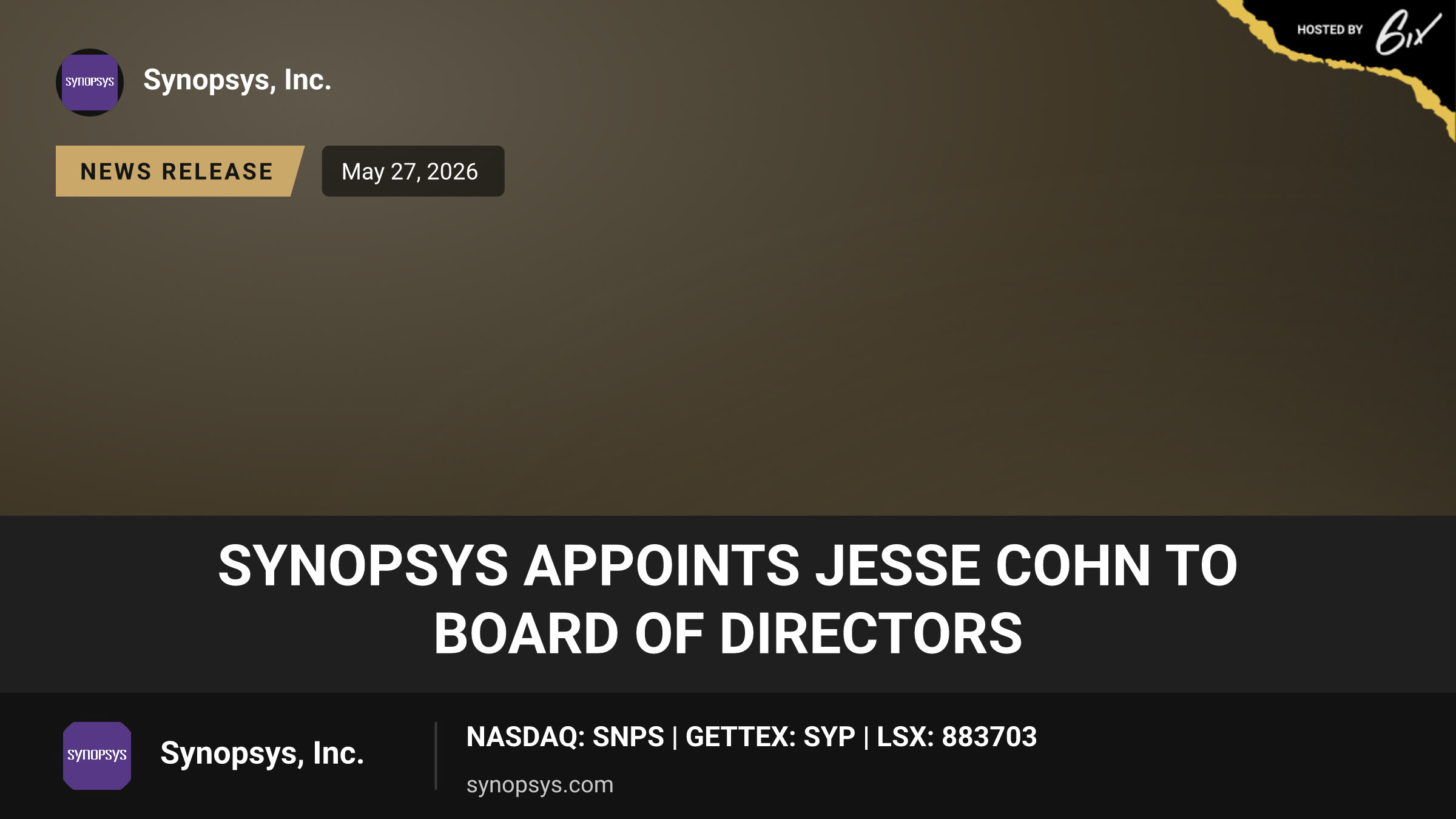 Synopsys Appoints Jesse Cohn to Board of Directors