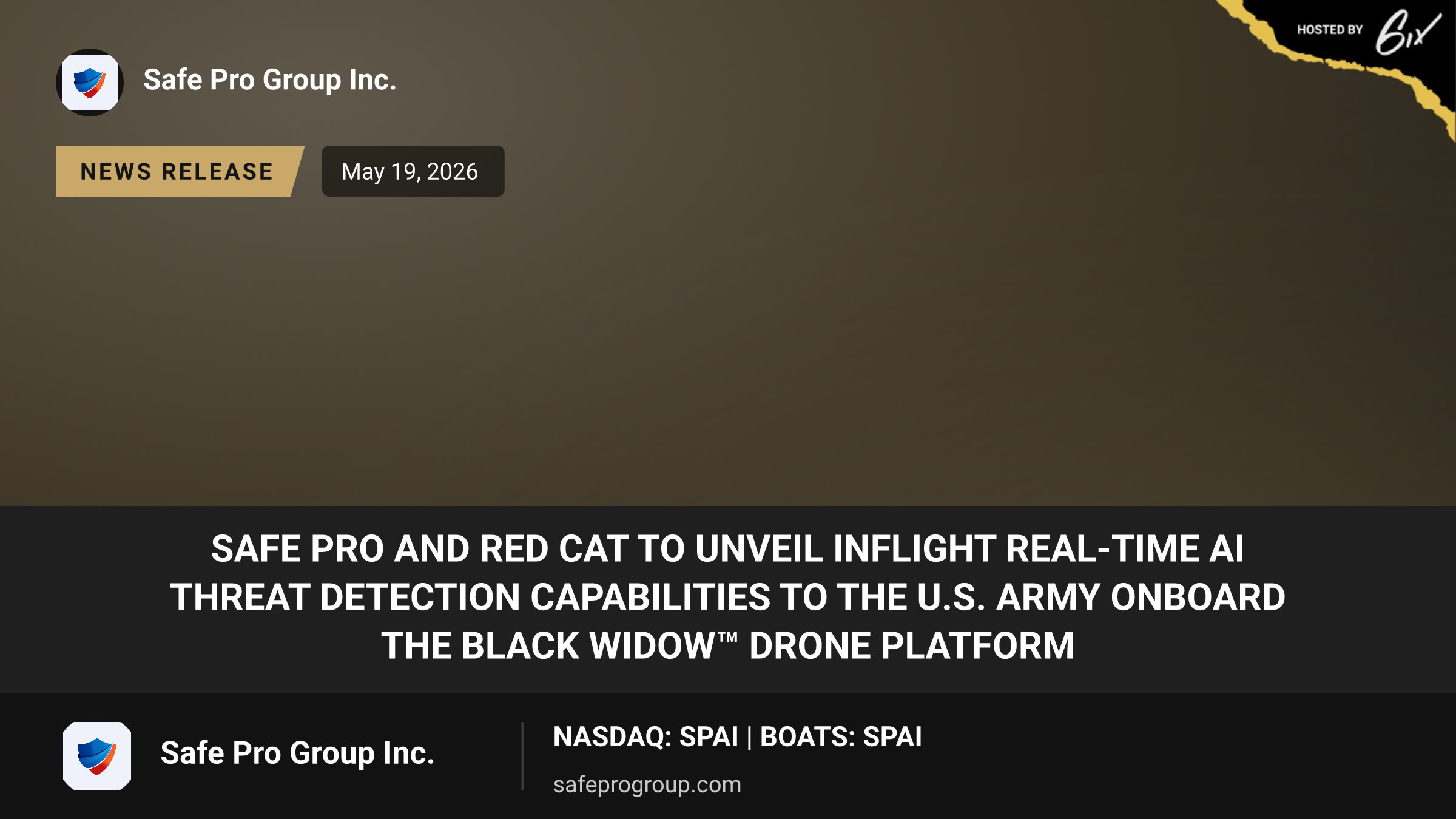 Safe Pro and Red Cat to Unveil InFlight Real-Time AI Threat Detection Capabilities to the U.S. Army Onboard the Black Widow™ Drone Platform