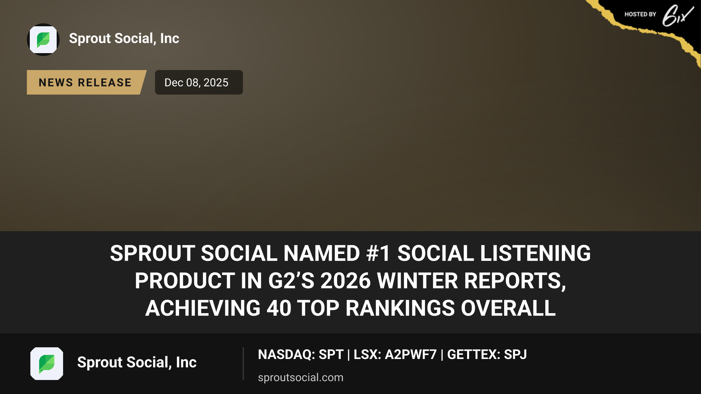 Sprout Social Named #1 Social Listening Product in G2’s 2026 Winter Reports, Achieving 40 Top Rankings Overall