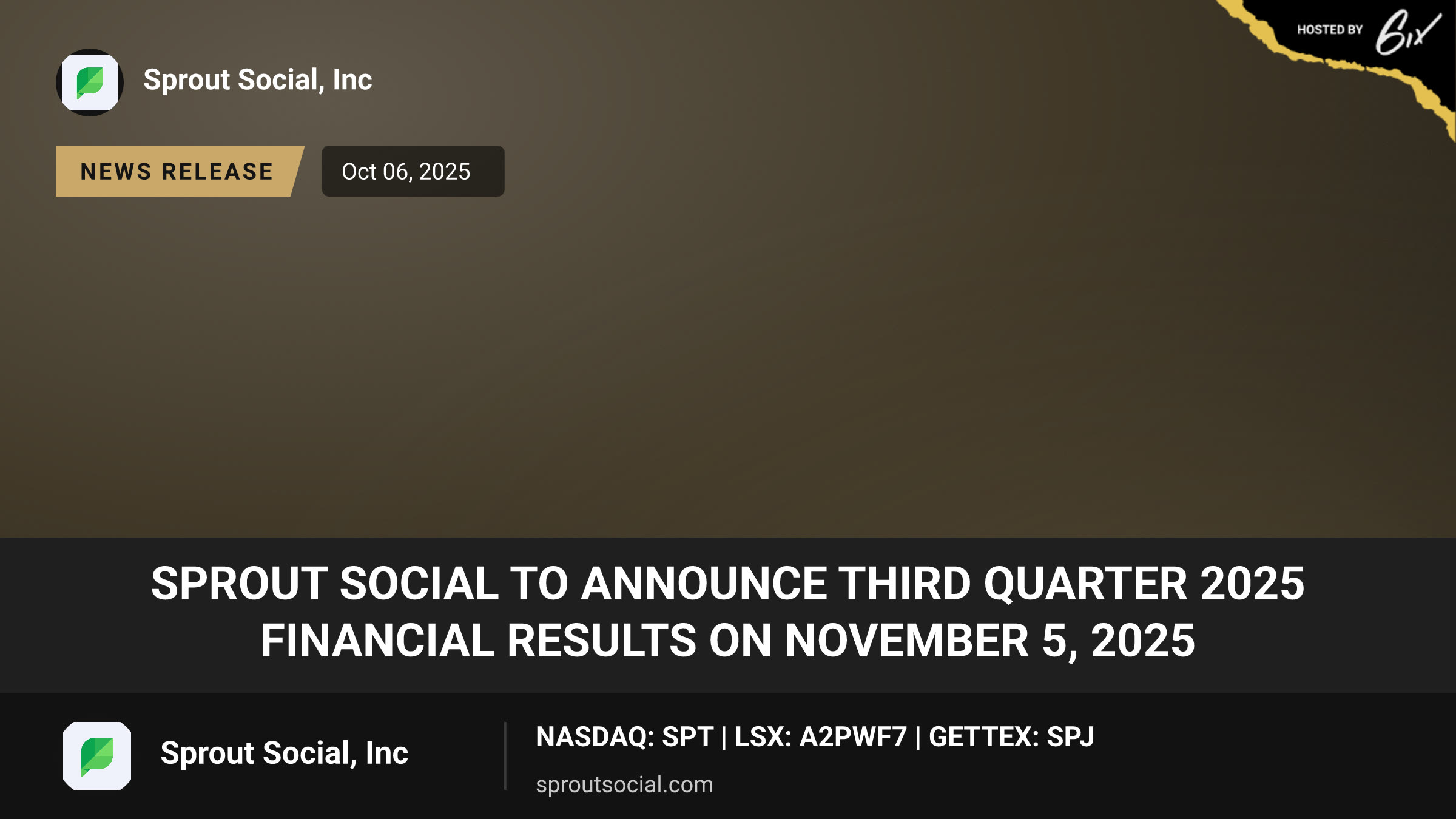 Sprout Social to Announce Third Quarter 2025 Financial Results on November 5, 2025