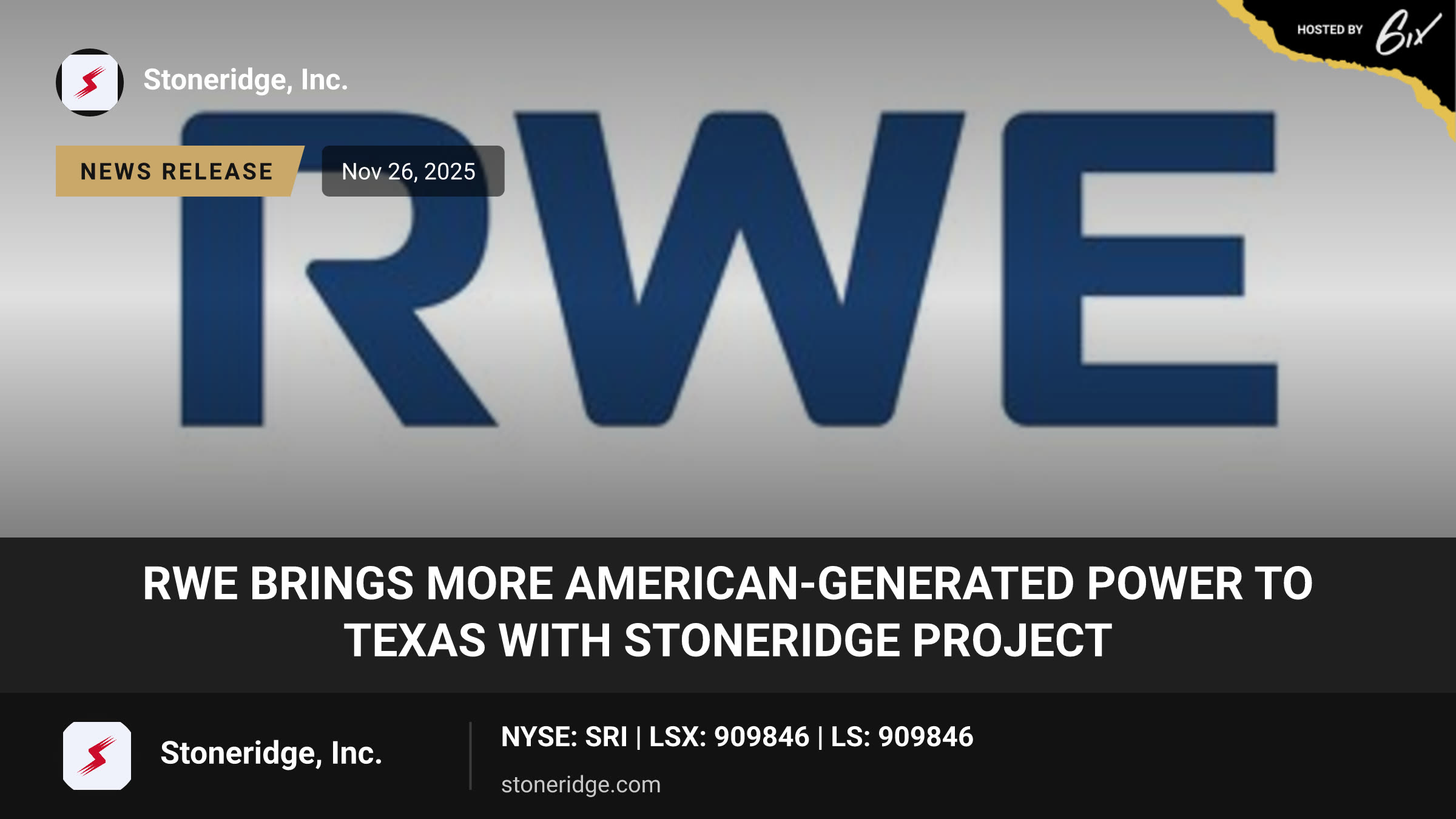 RWE brings more American-generated power to Texas with Stoneridge project