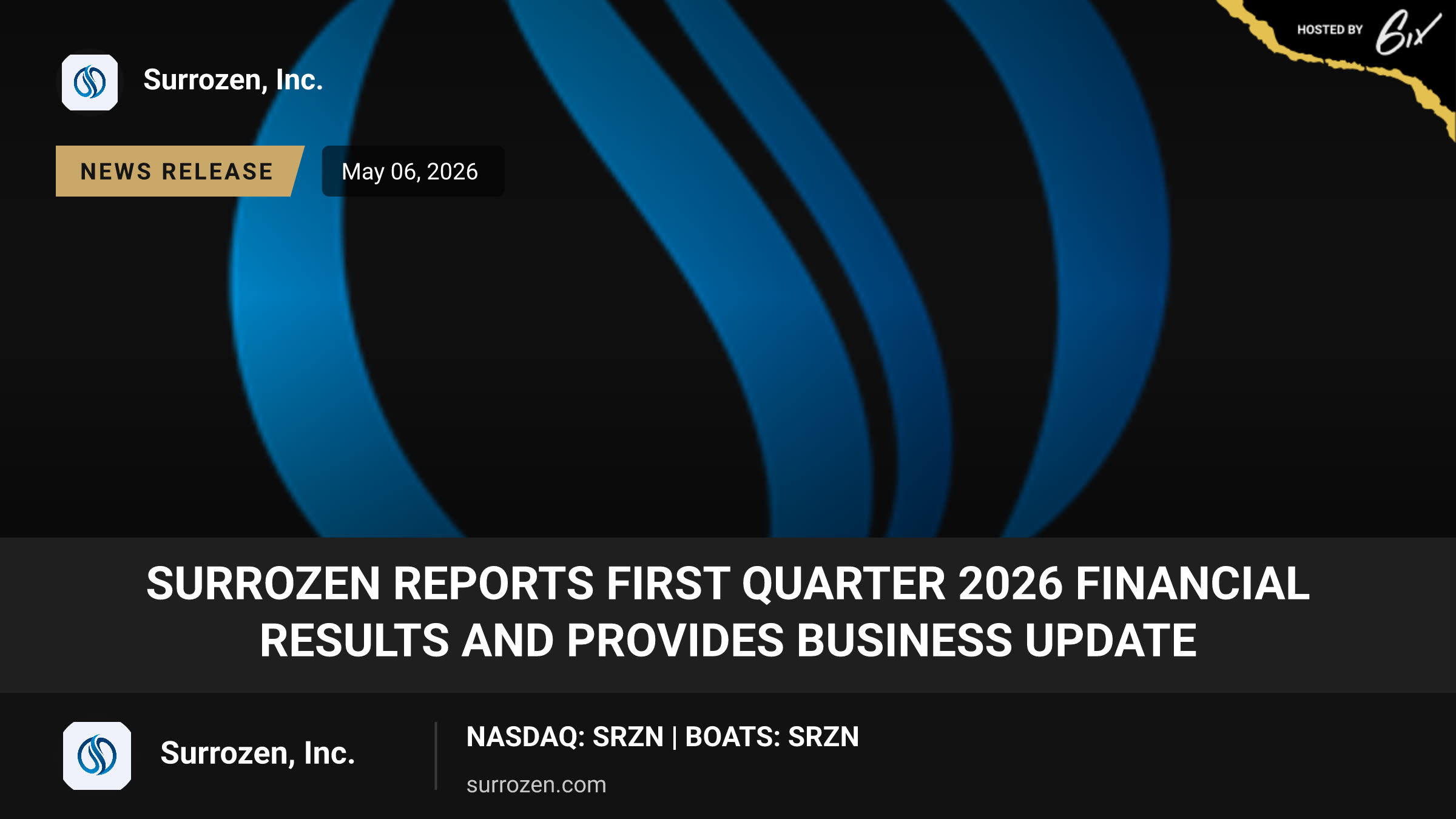 Surrozen Reports First Quarter 2026 Financial Results and Provides Business Update