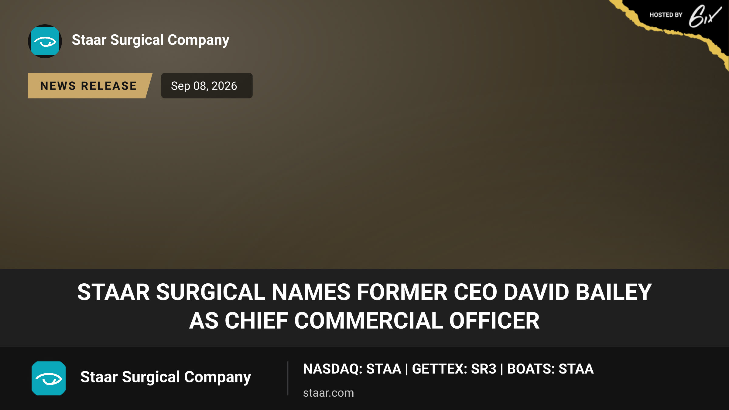 STAAR Surgical Names Former CEO David Bailey as Chief Commercial Officer