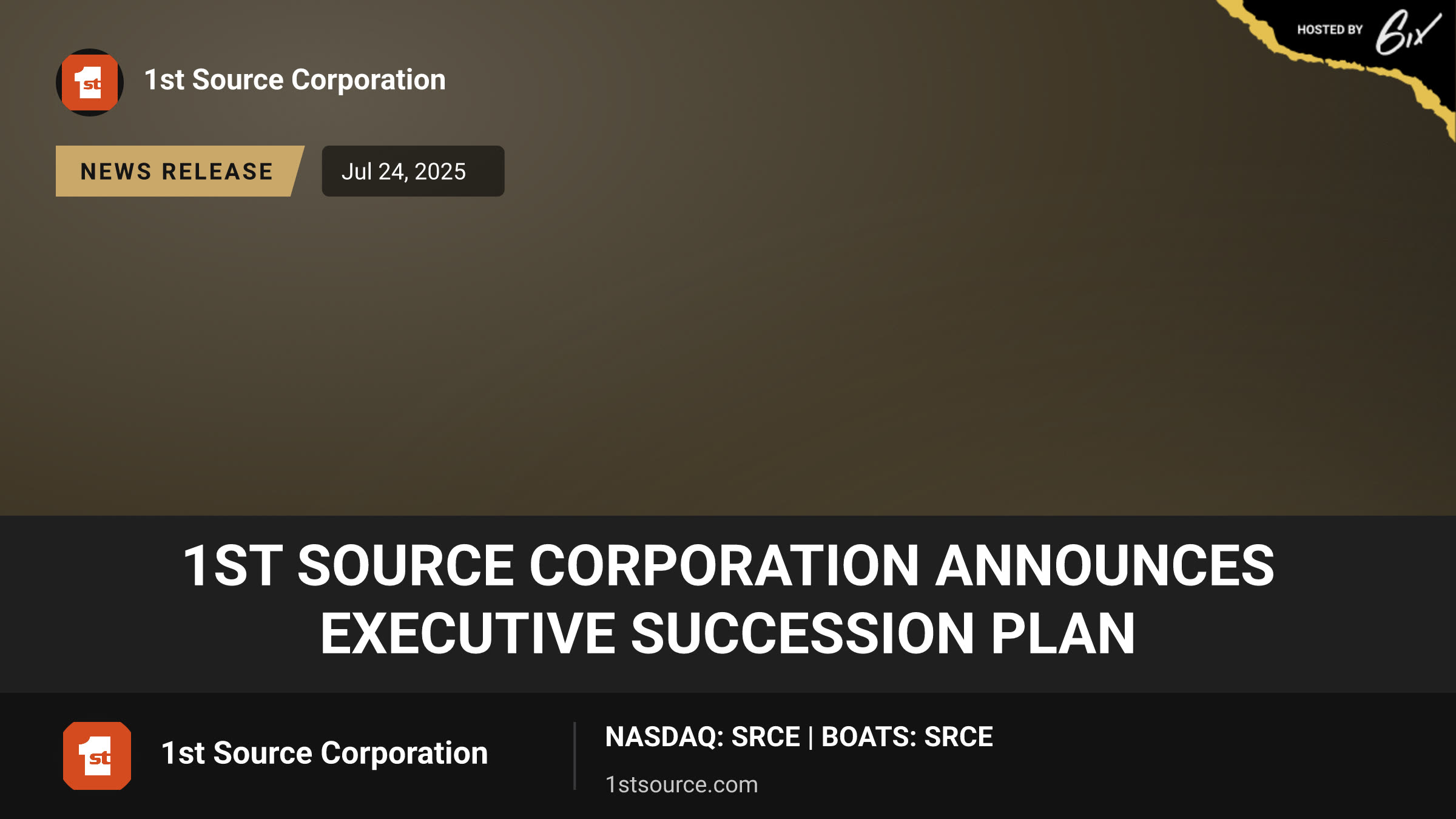 1st Source Corporation Announces Executive Succession Plan
