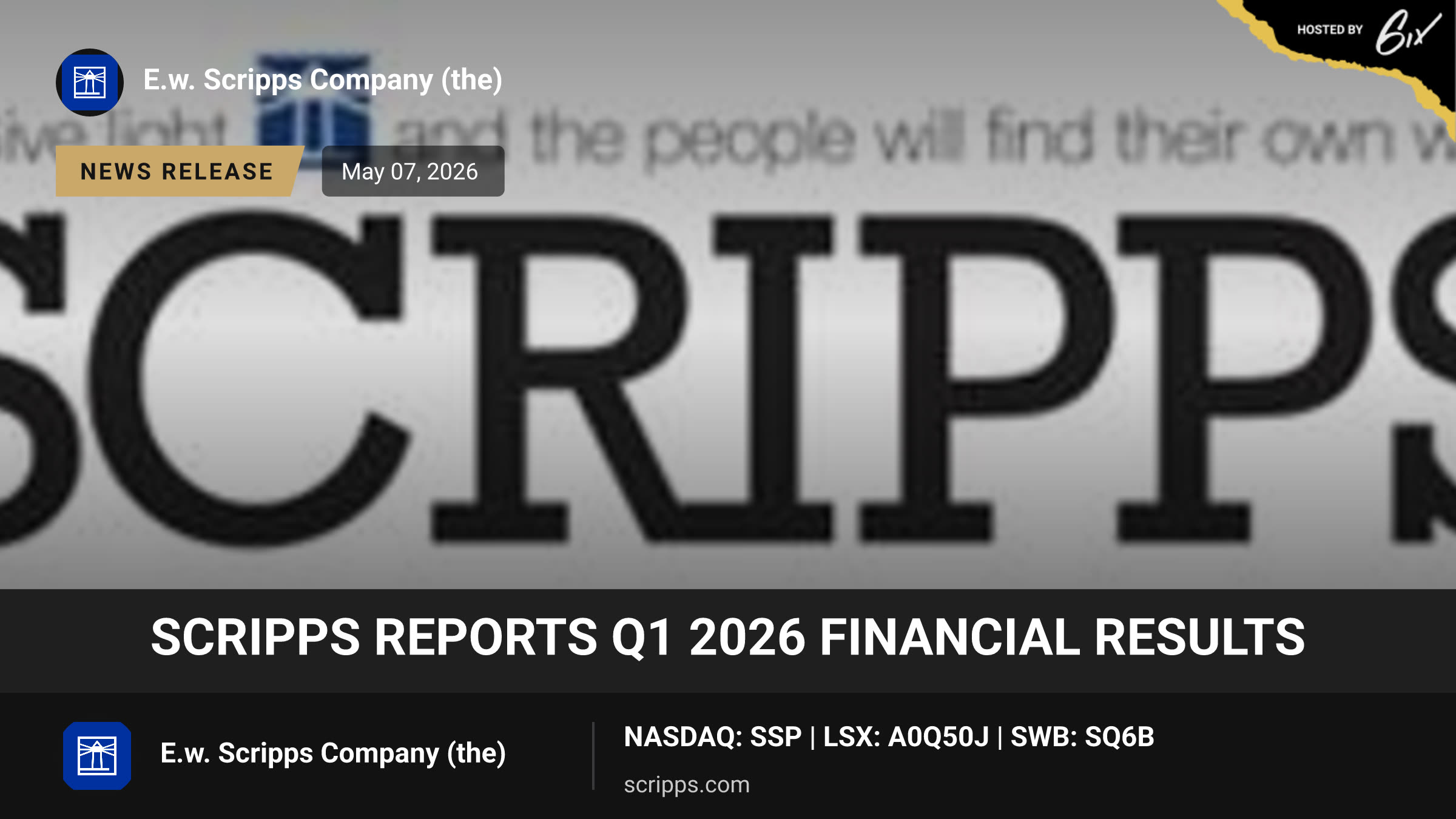 Scripps reports Q1 2026 financial results