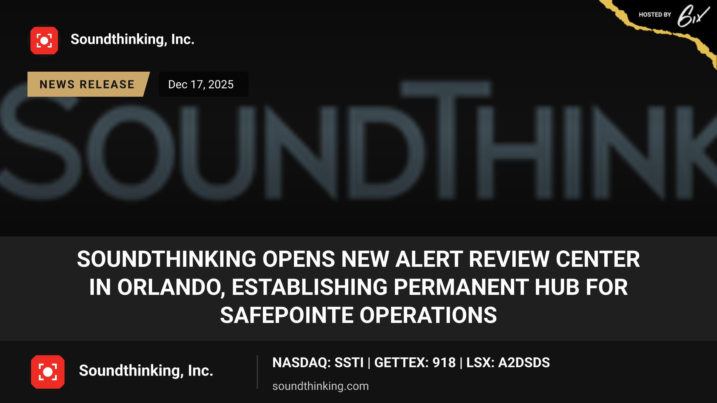 SoundThinking Opens New Alert Review Center in Orlando, Establishing Permanent Hub for SafePointe Operations