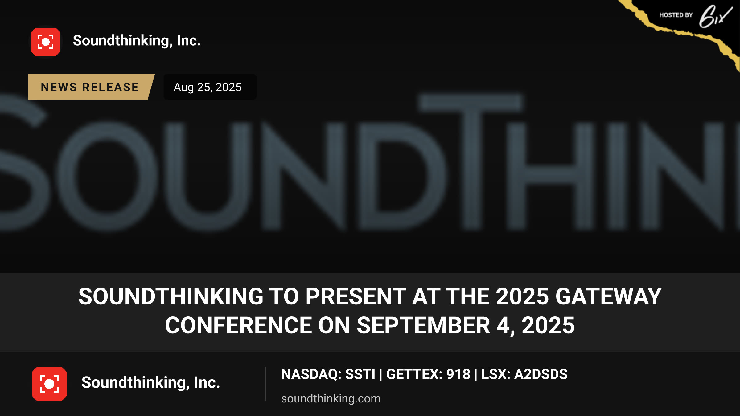 SoundThinking to Present at the 2025 Gateway Conference on September 4, 2025