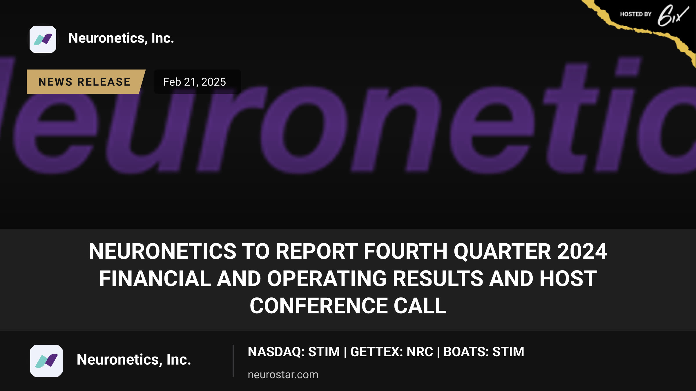 Neuronetics to Report Fourth Quarter 2024 Financial and Operating Results and Host Conference Call