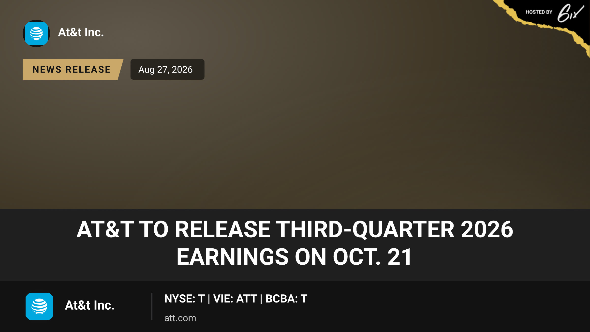 AT&T to Release Third-Quarter 2026 Earnings on Oct. 21