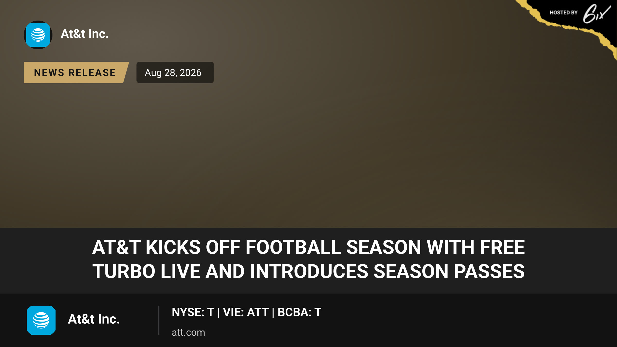AT&T Kicks Off Football Season with Free Turbo Live and Introduces Season Passes