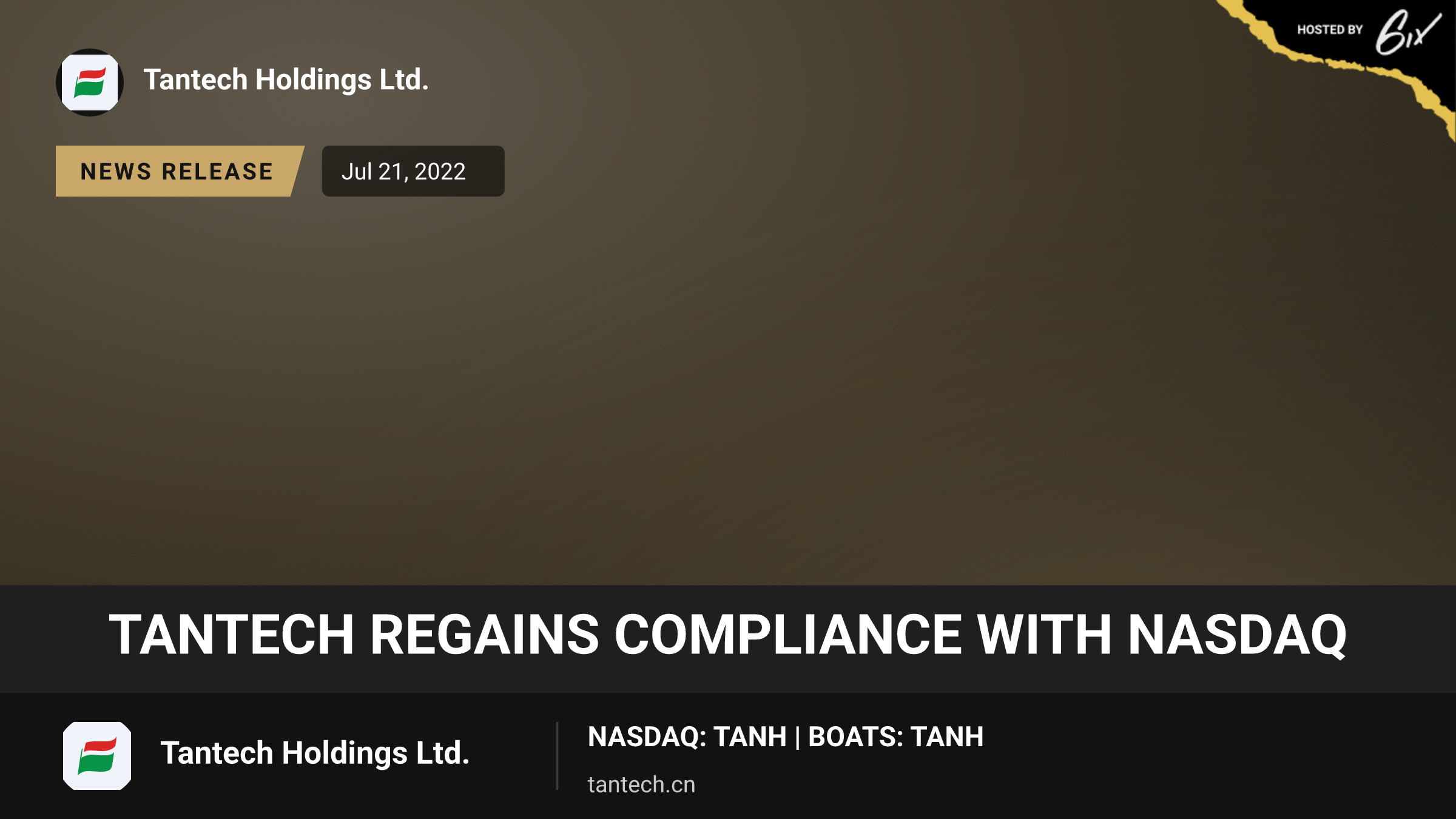 Tantech Regains Compliance with Nasdaq