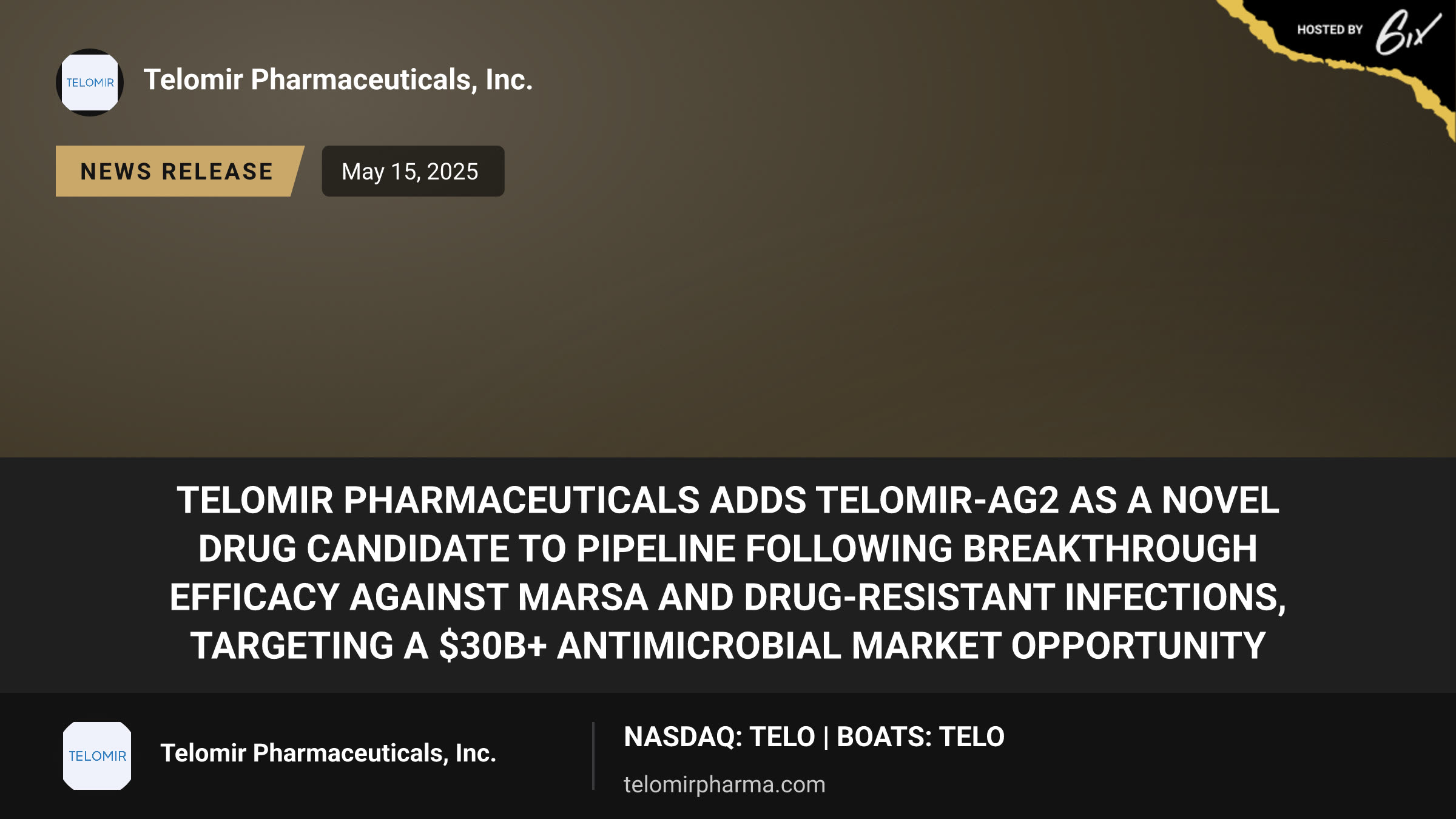 Telomir Pharmaceuticals Adds Telomir-Ag2 as a Novel Drug Candidate to Pipeline Following Breakthrough Efficacy Against MARSA and Drug-Resistant Infections, Targeting a $30B+ Antimicrobial Market Opportunity