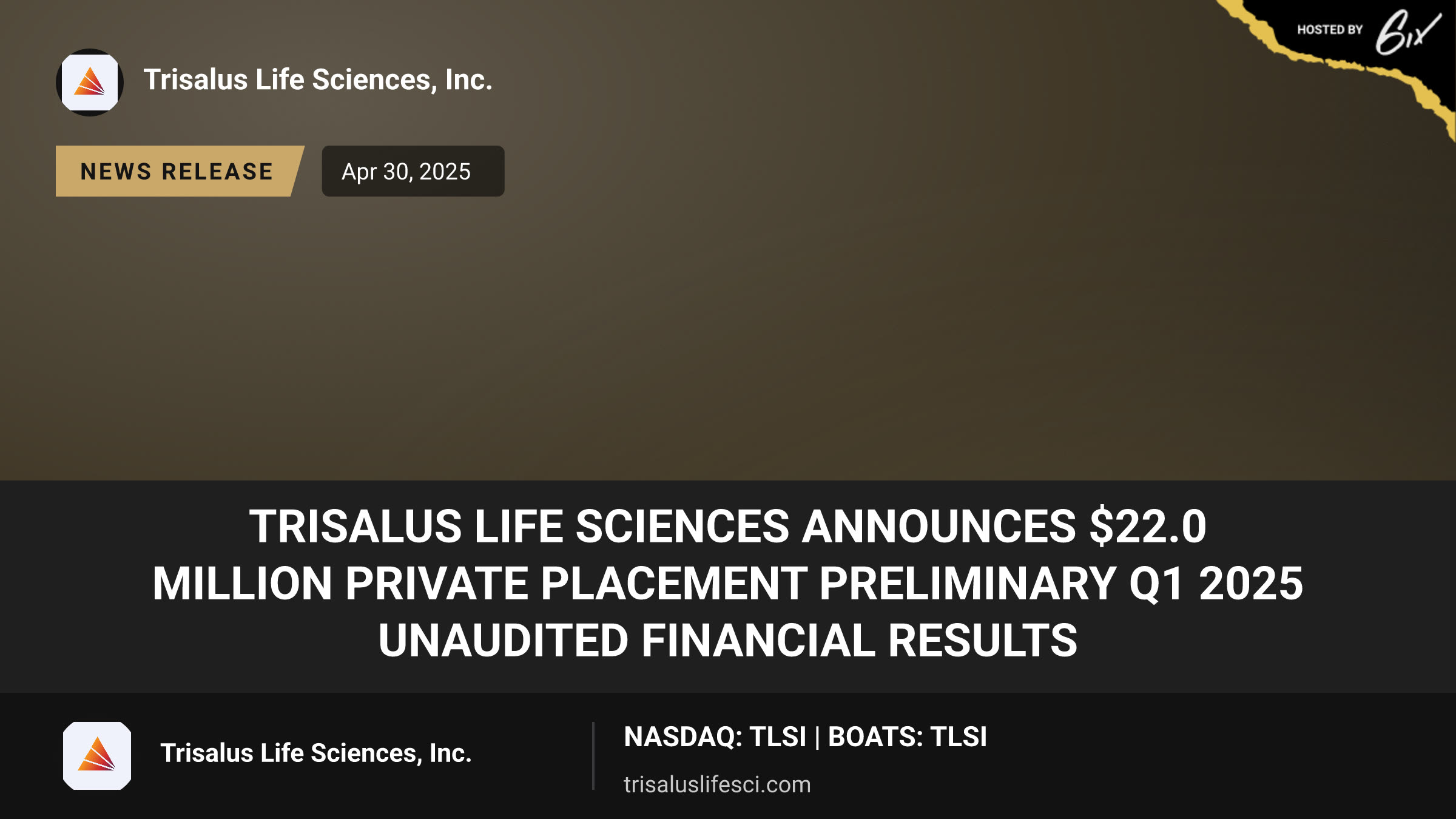 TriSalus Life Sciences Announces $22.0 Million Private Placement Preliminary Q1 2025 Unaudited Financial Results