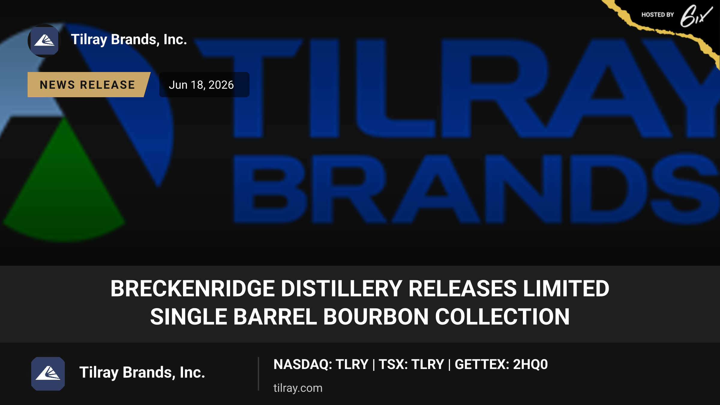 Breckenridge Distillery Releases Limited Single Barrel Bourbon Collection