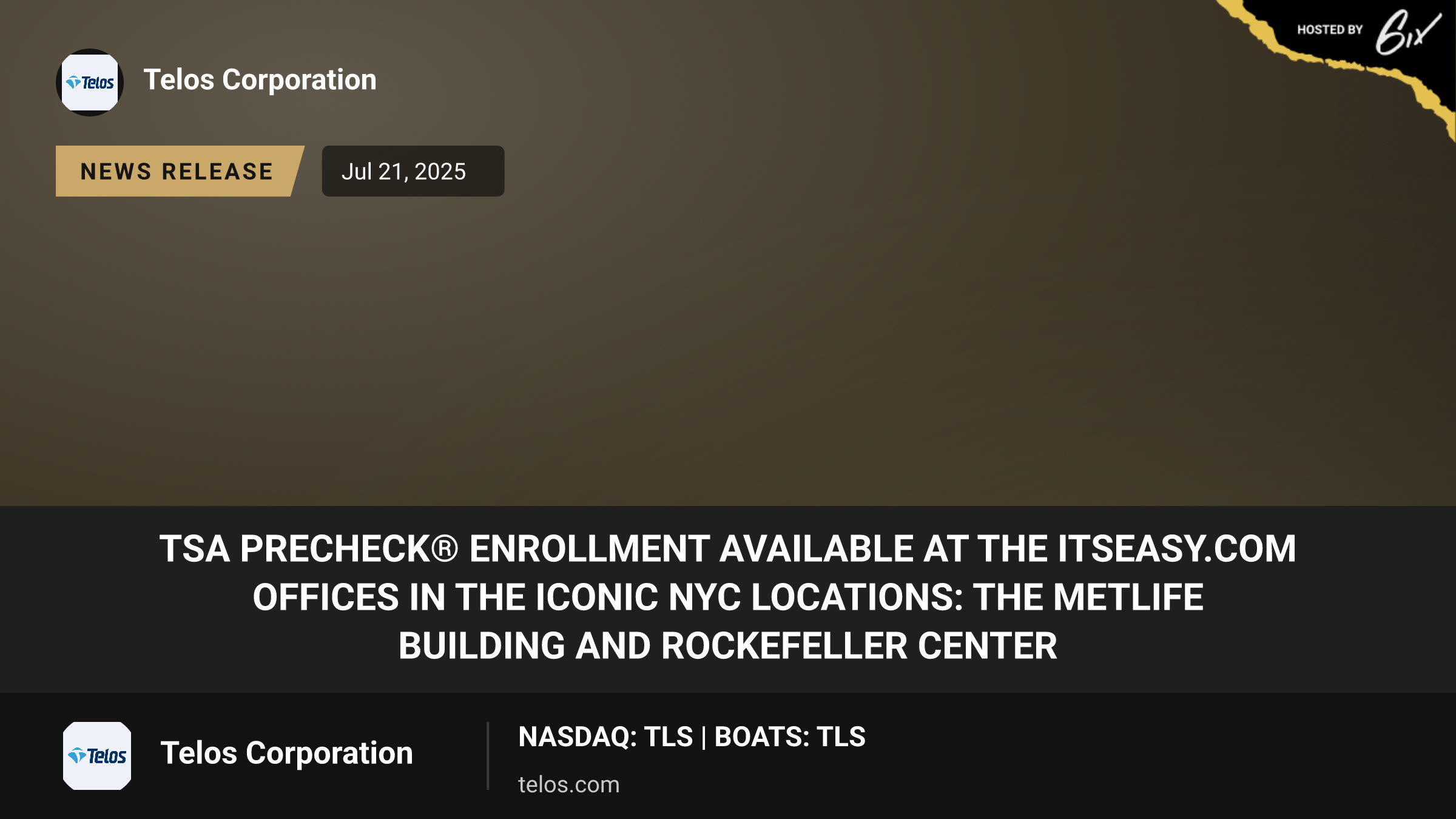 TSA PreCheck® Enrollment Available at the ItsEasy.com Offices in the Iconic NYC Locations: The MetLife Building and Rockefeller Center