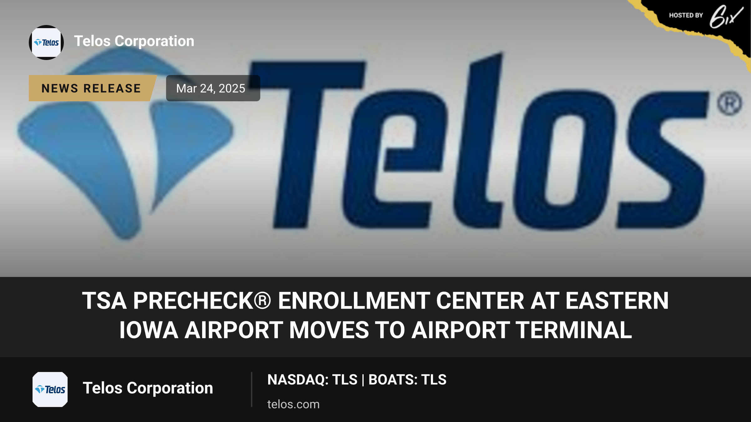 TSA PreCheck® Enrollment Center at Eastern Iowa Airport Moves to Airport Terminal