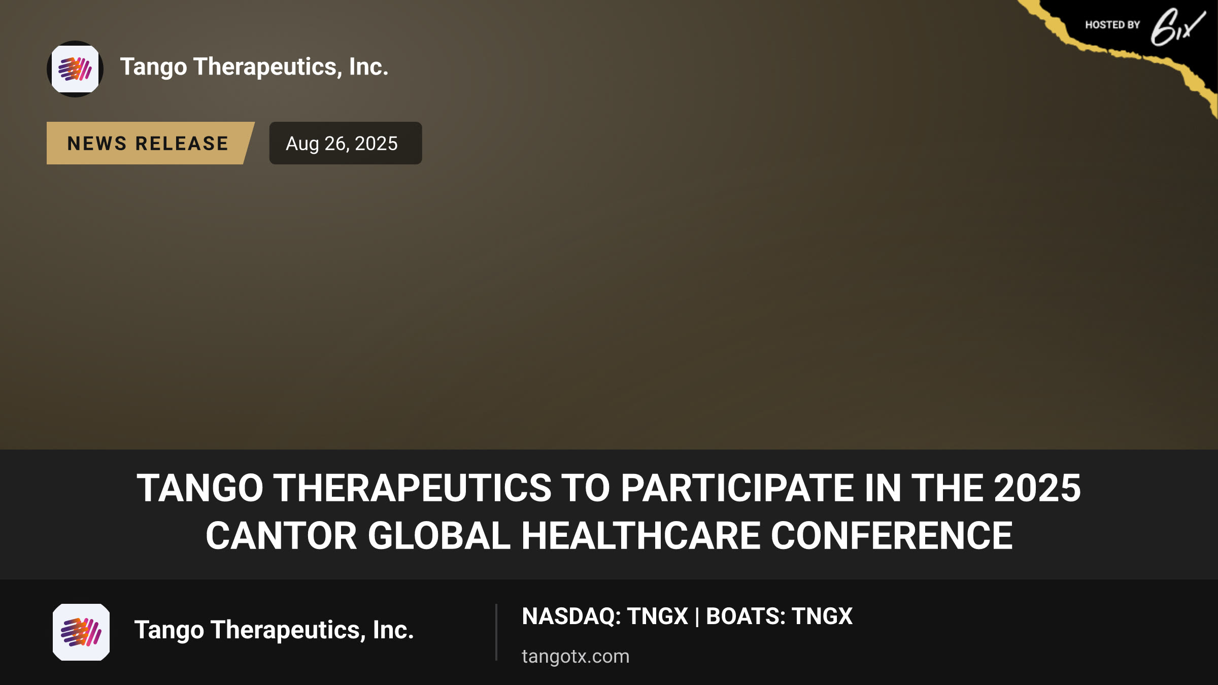 Tango Therapeutics to Participate in the 2025 Cantor Global Healthcare Conference