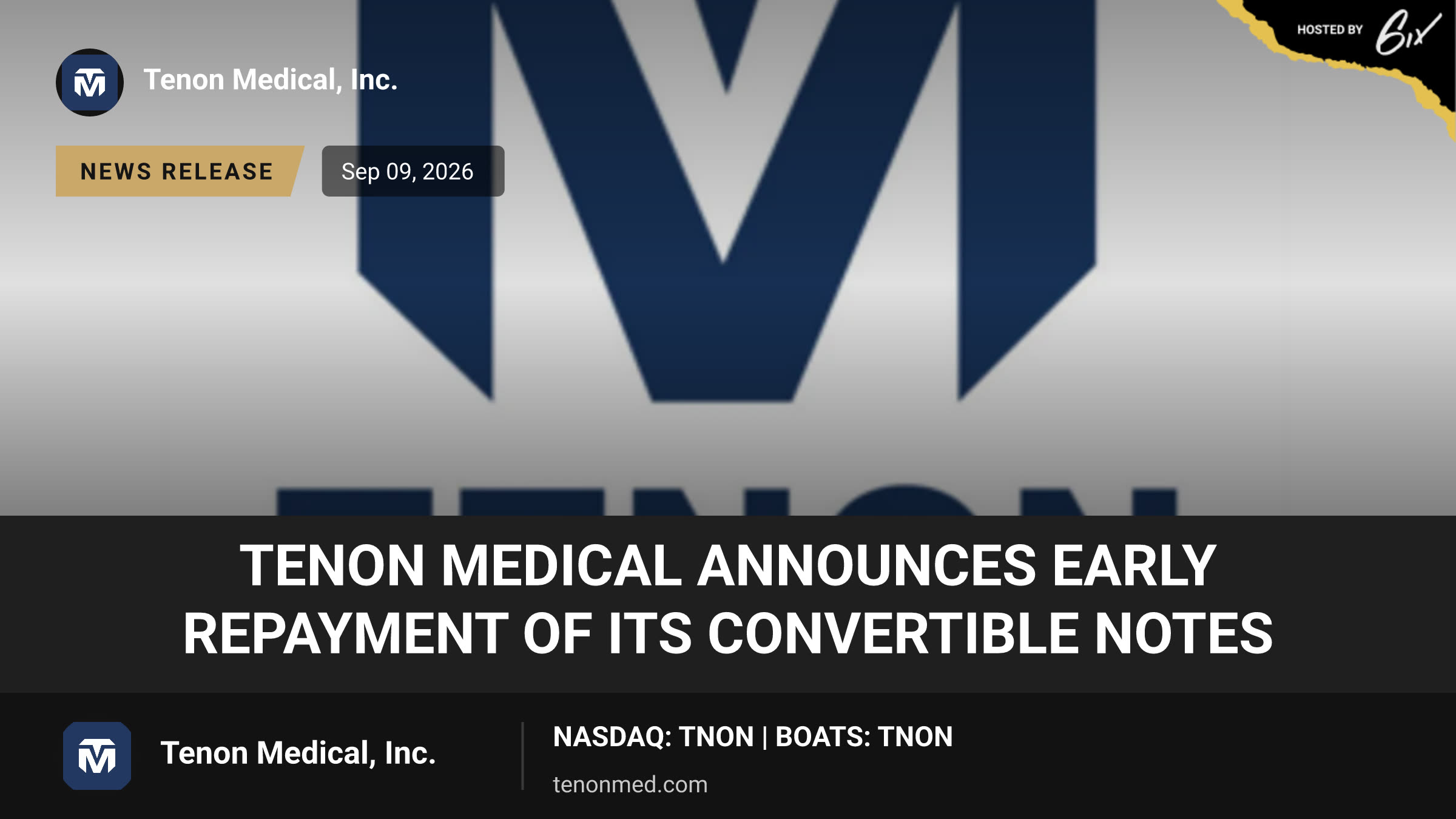 Tenon Medical Announces Early Repayment of Its Convertible Notes