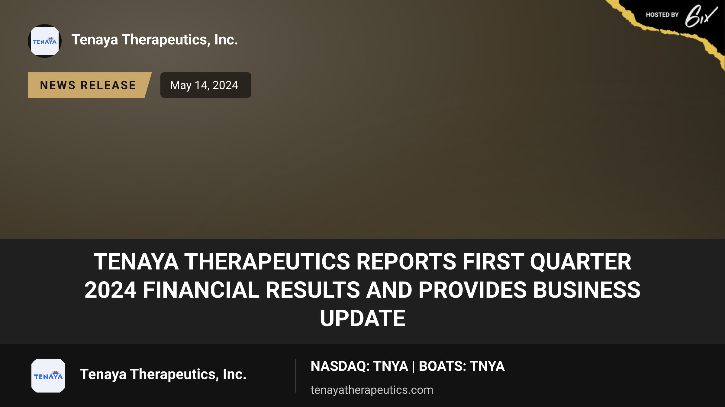 Tenaya Therapeutics Reports First Quarter 2024 Financial Results and Provides Business Update