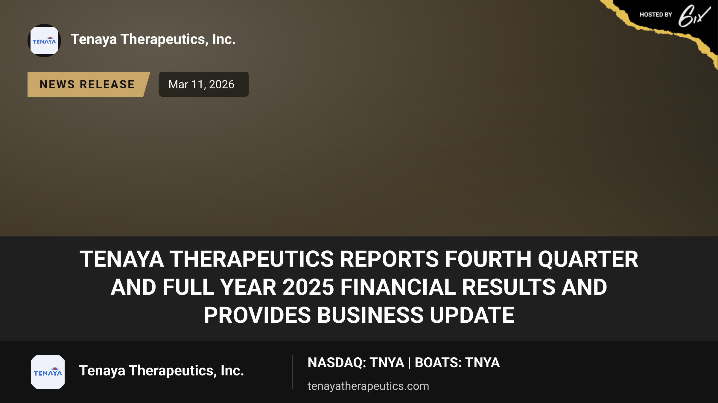 Tenaya Therapeutics Reports Fourth Quarter and Full Year 2025 Financial Results and Provides Business Update