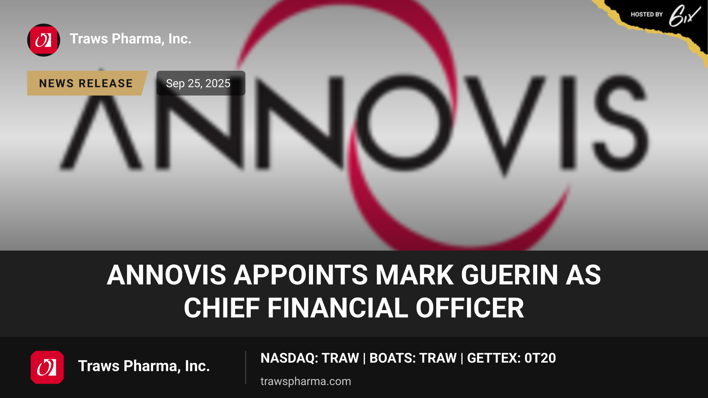 Annovis Appoints Mark Guerin as Chief Financial Officer