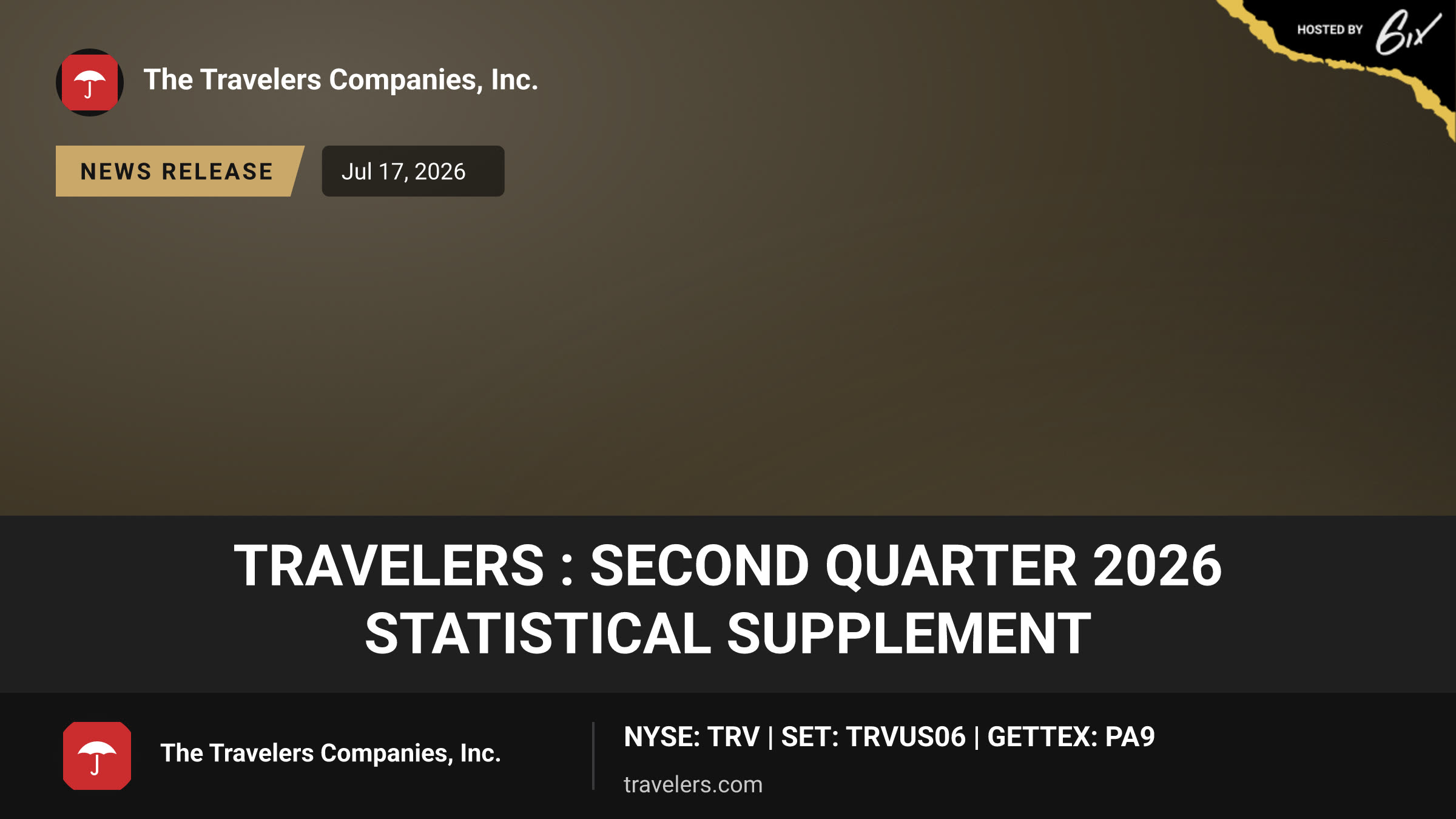 Travelers : Second Quarter 2026 Statistical Supplement