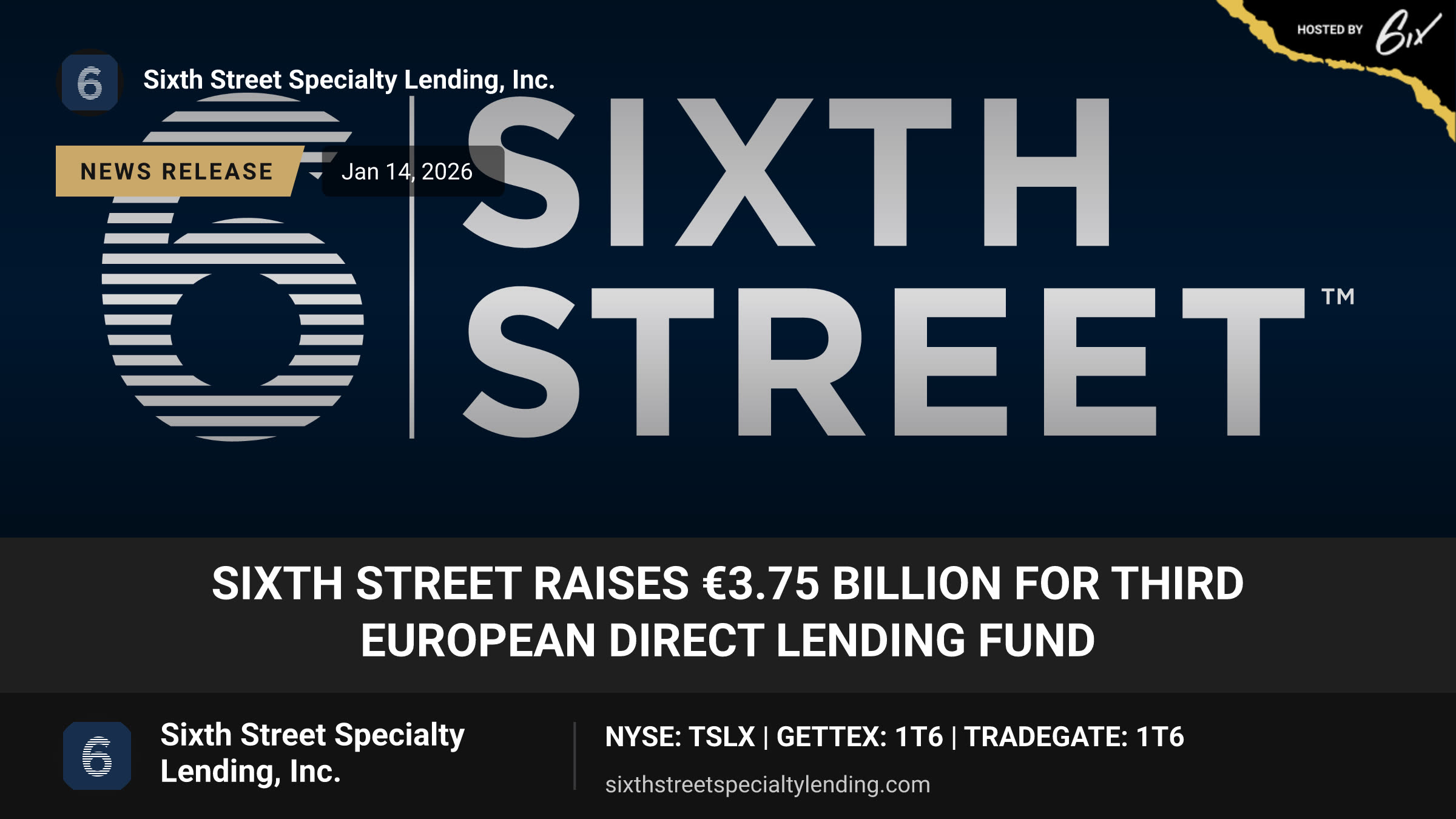 Sixth Street Raises €3.75 Billion for Third European Direct Lending Fund