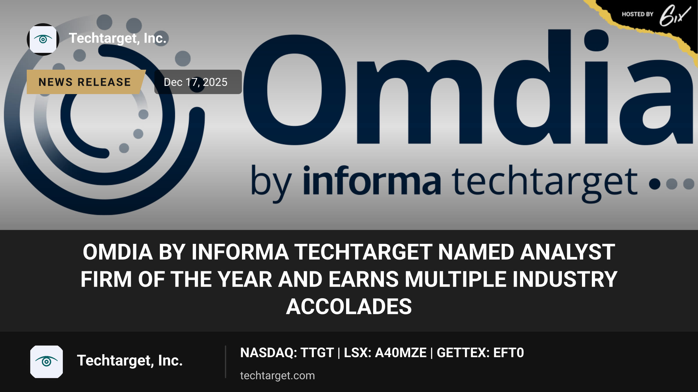 Omdia by Informa TechTarget Named Analyst Firm of the Year and Earns Multiple Industry Accolades