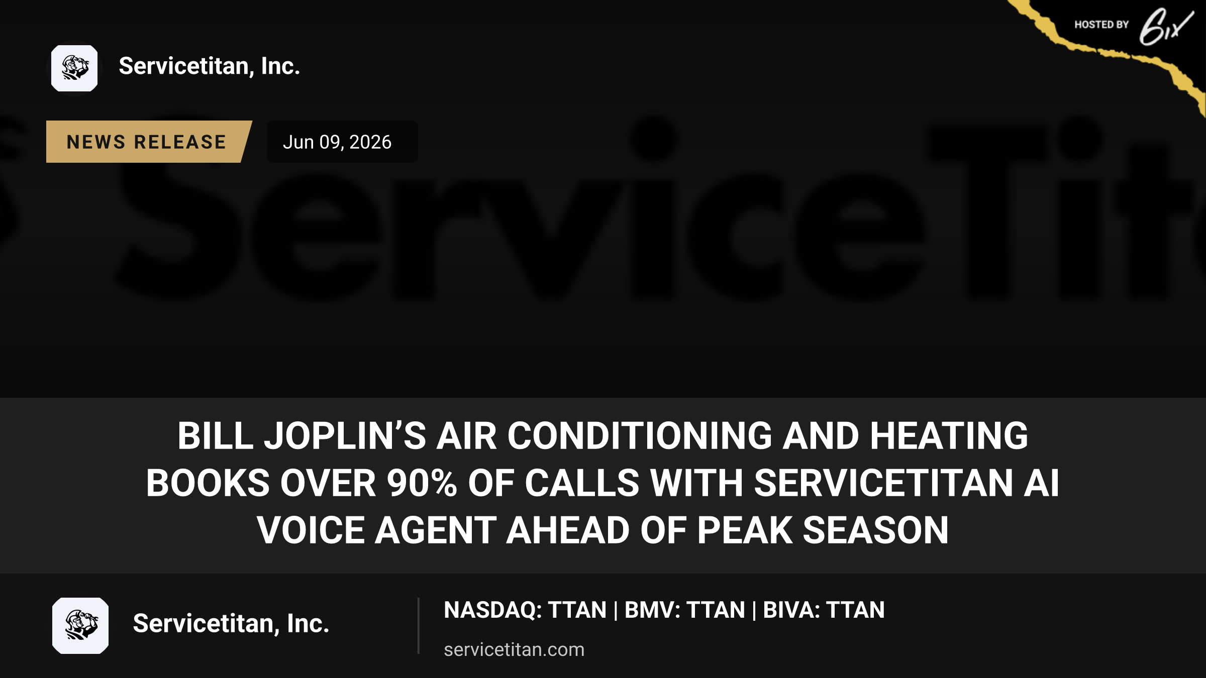 Bill Joplin’s Air Conditioning and Heating Books Over 90% of Calls with ServiceTitan AI Voice Agent Ahead of Peak Season