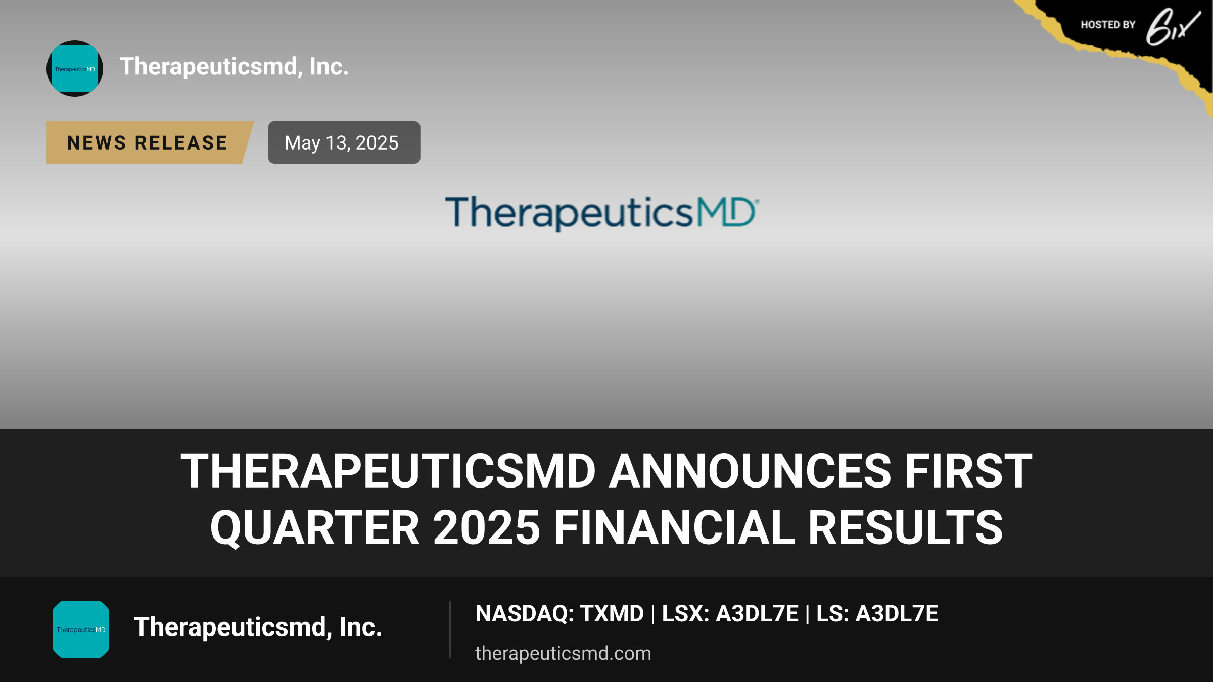 TherapeuticsMD Announces First Quarter 2025 Financial Results