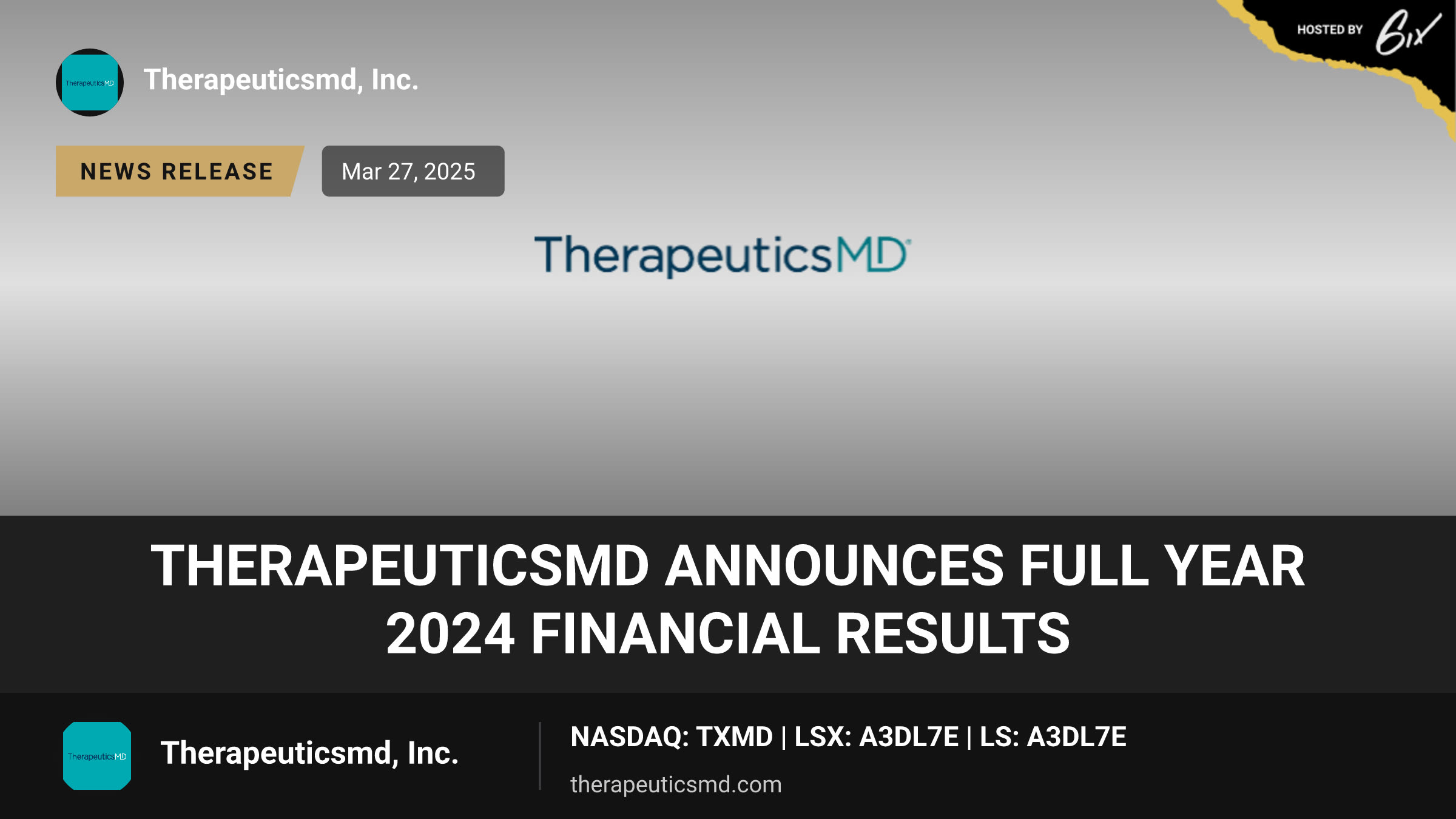 TherapeuticsMD Announces Full Year 2024 Financial Results